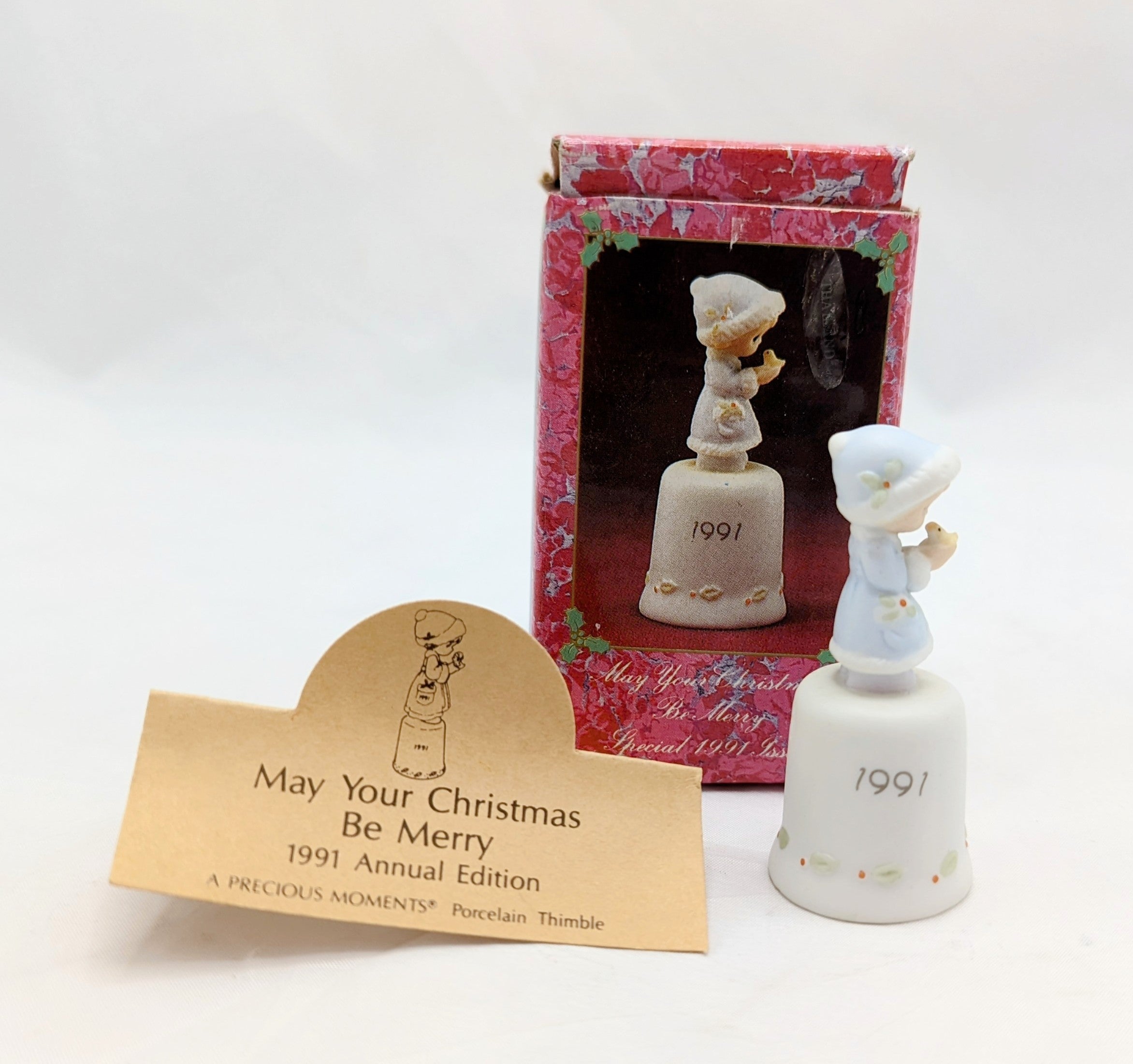 1991 Precious Moments May Your Christmas Be Merry Thimble 524190