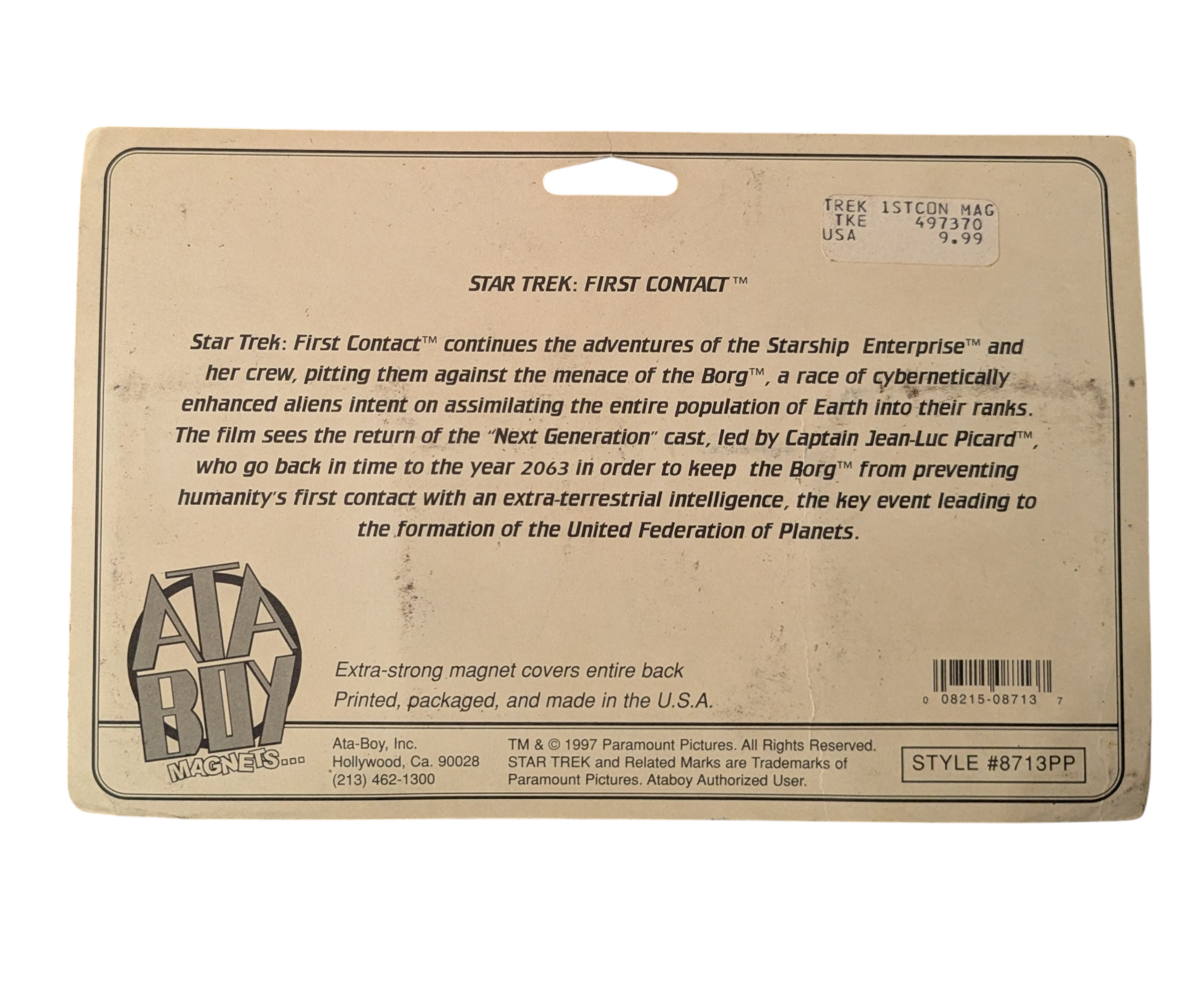 1997 ATA Boy Star Trek First Contact Collectors Series Magnet Set image 2