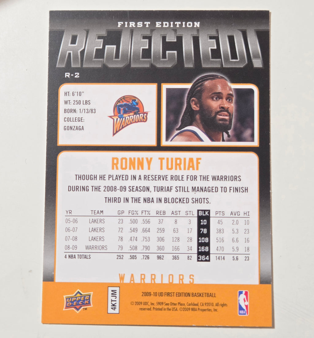 2009-10 Upper Deck First Edition Rejected! Ronny Turiaf #R-2 Warriors image 2