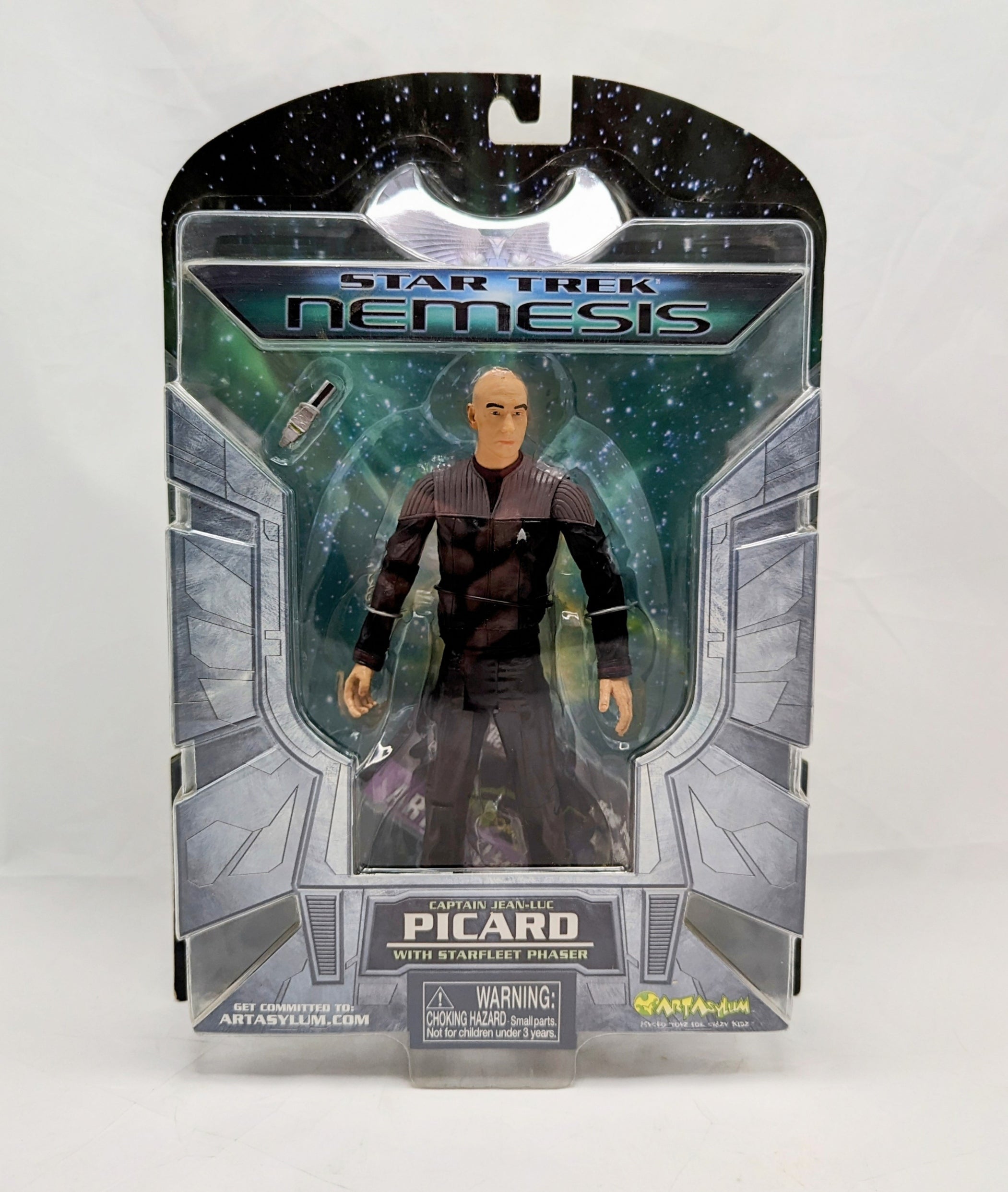 2002 Art Asylum Star Trek Nemesis Captain Jean-Luc Picard & Starfleet Phaser