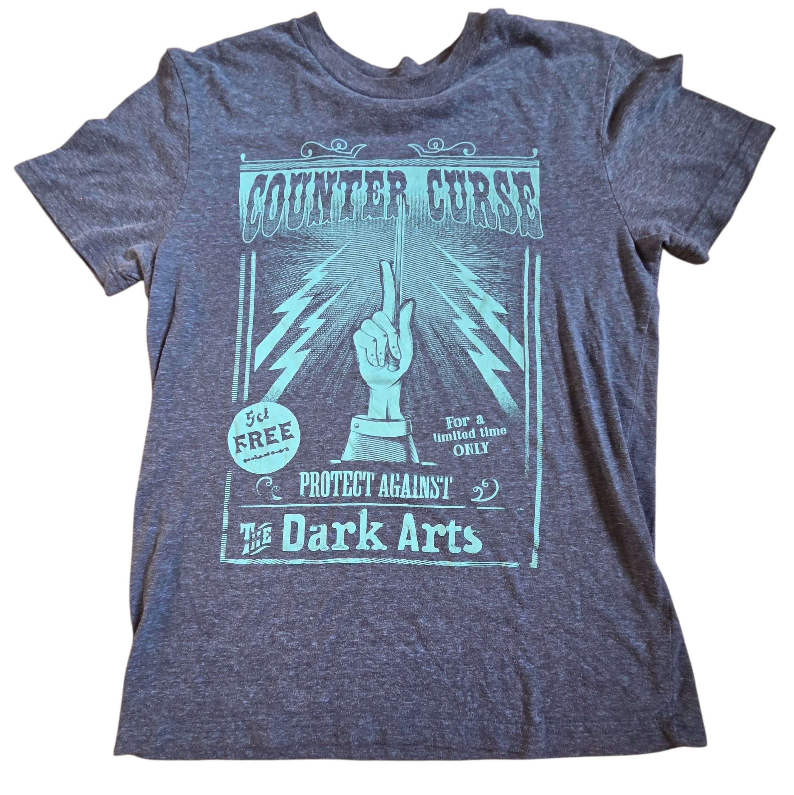 Harry Potter Counter Curse Protect Against the Dark Arts Blue T-Shirt Small