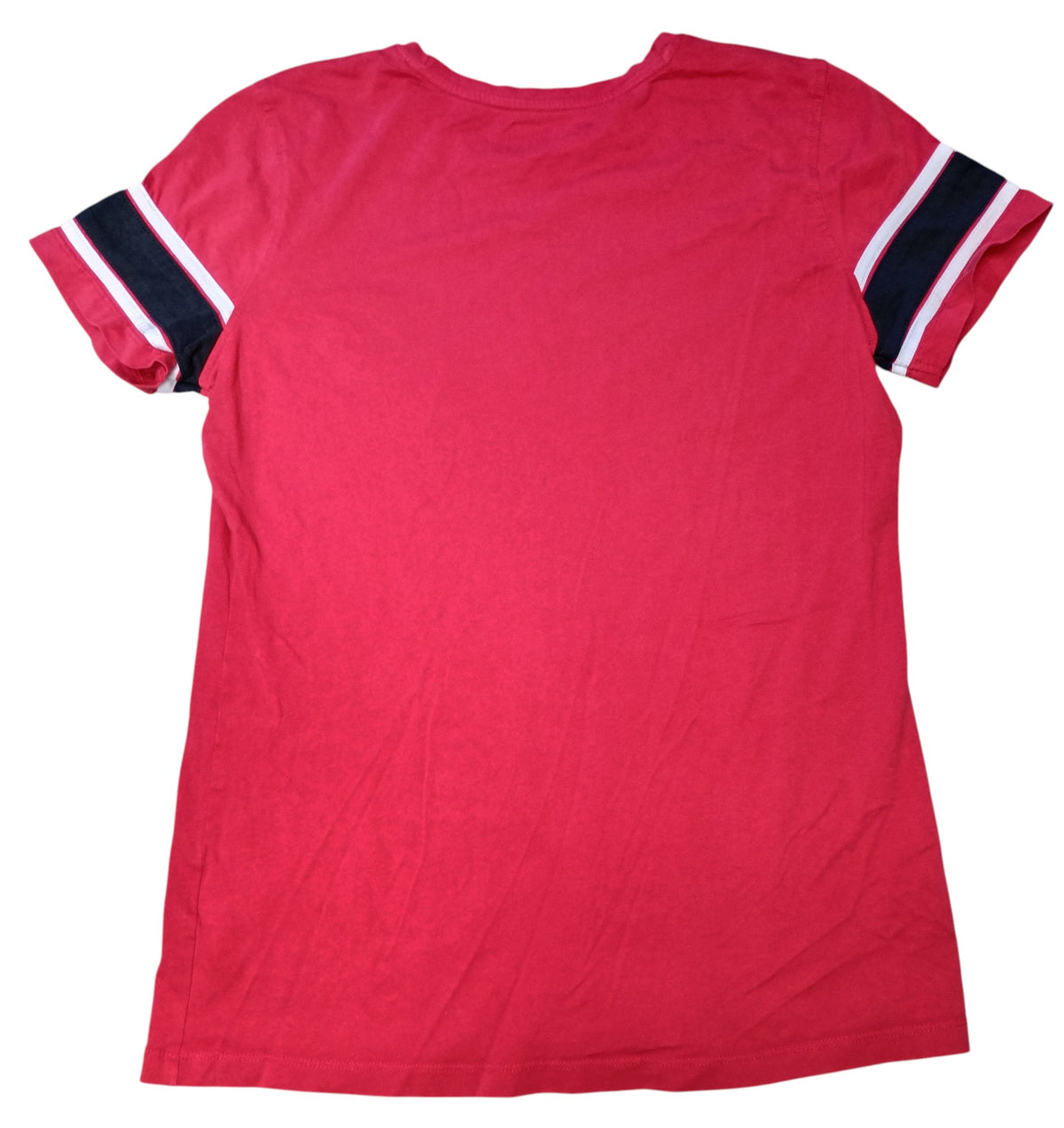 Fila Red Womens Short Sleeve Crew Neck T-Shirt Black And White Stripes Size L image 2