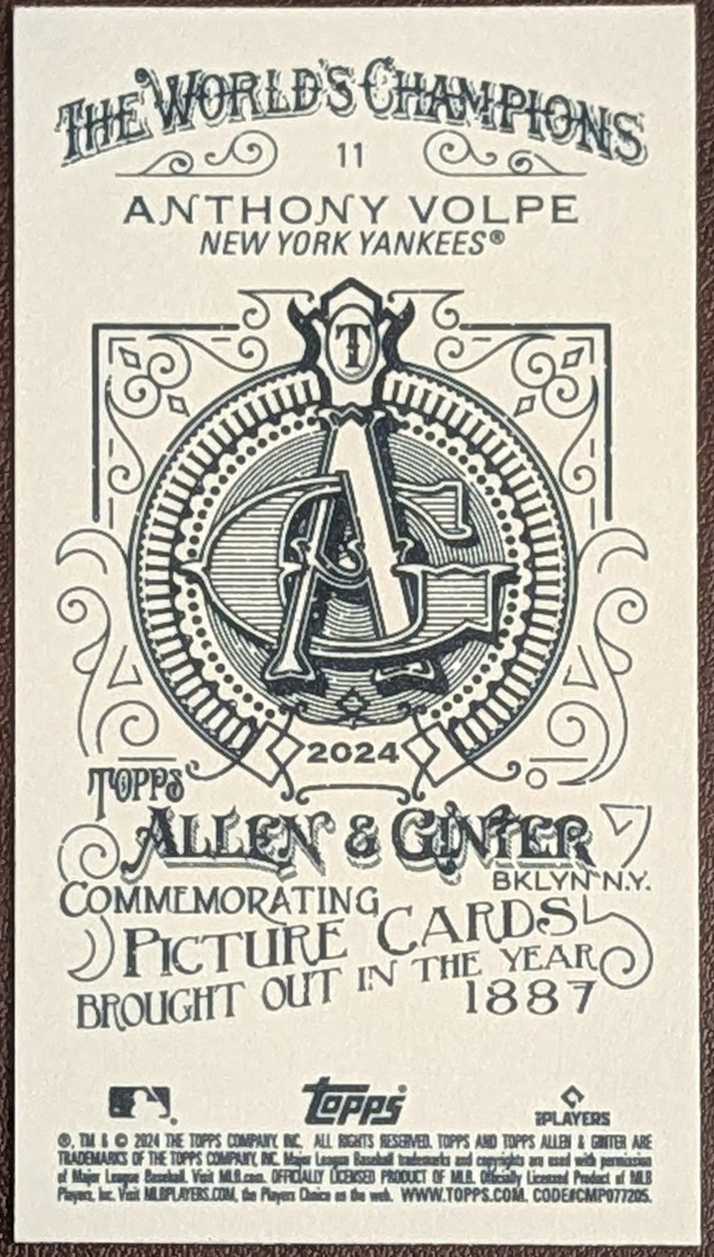 2024 Topps Allen & Ginter Anthony Volpe Mini A&G Back #11 NY Yankees image 2