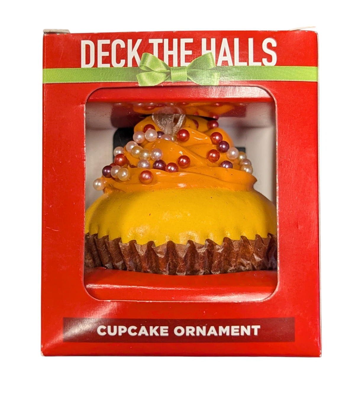 2016 Walgreen Deck The Halls Orange Foam Frosting w/ Sprinkles Cupcake Ornament image 2