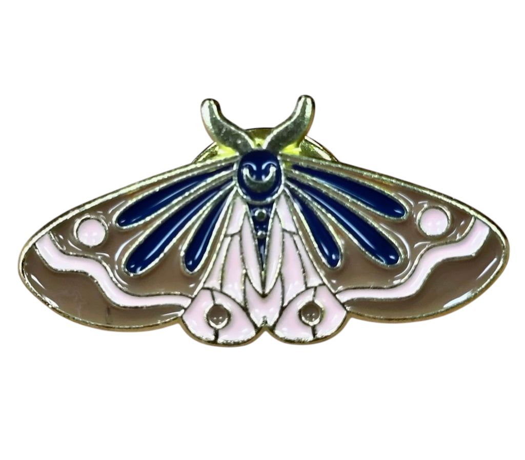 Black Pink Brown Lunar Pattern Moth Enamel Pin
