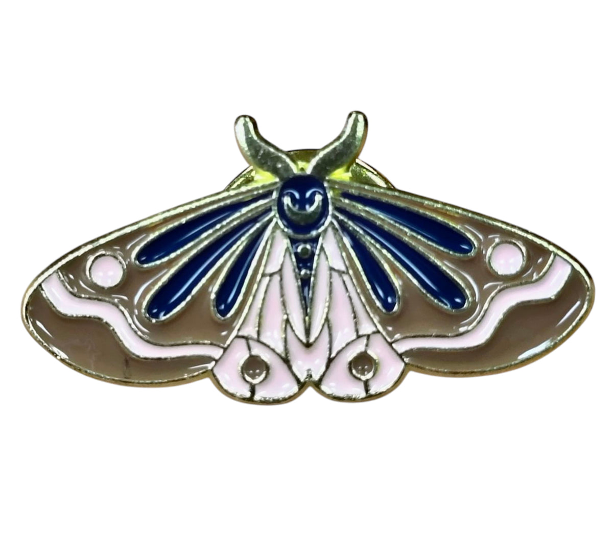 Black Pink Brown Lunar Pattern Moth Enamel Pin