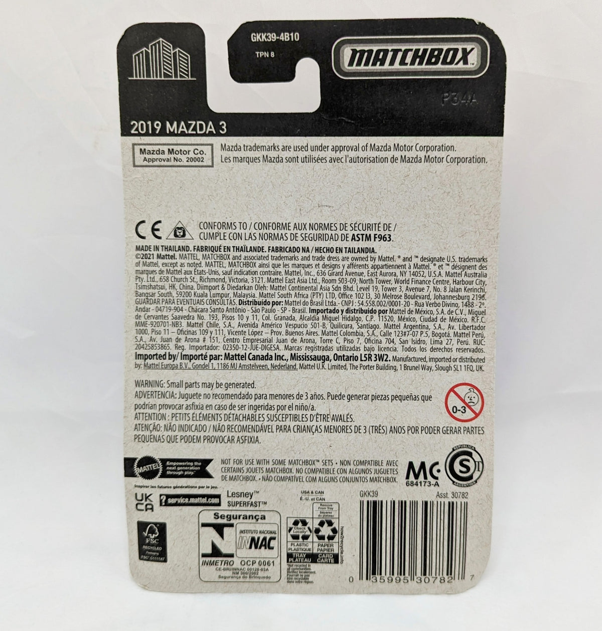 2021 Matchbox 2019 Mazda 3 Diecast - Red image 2