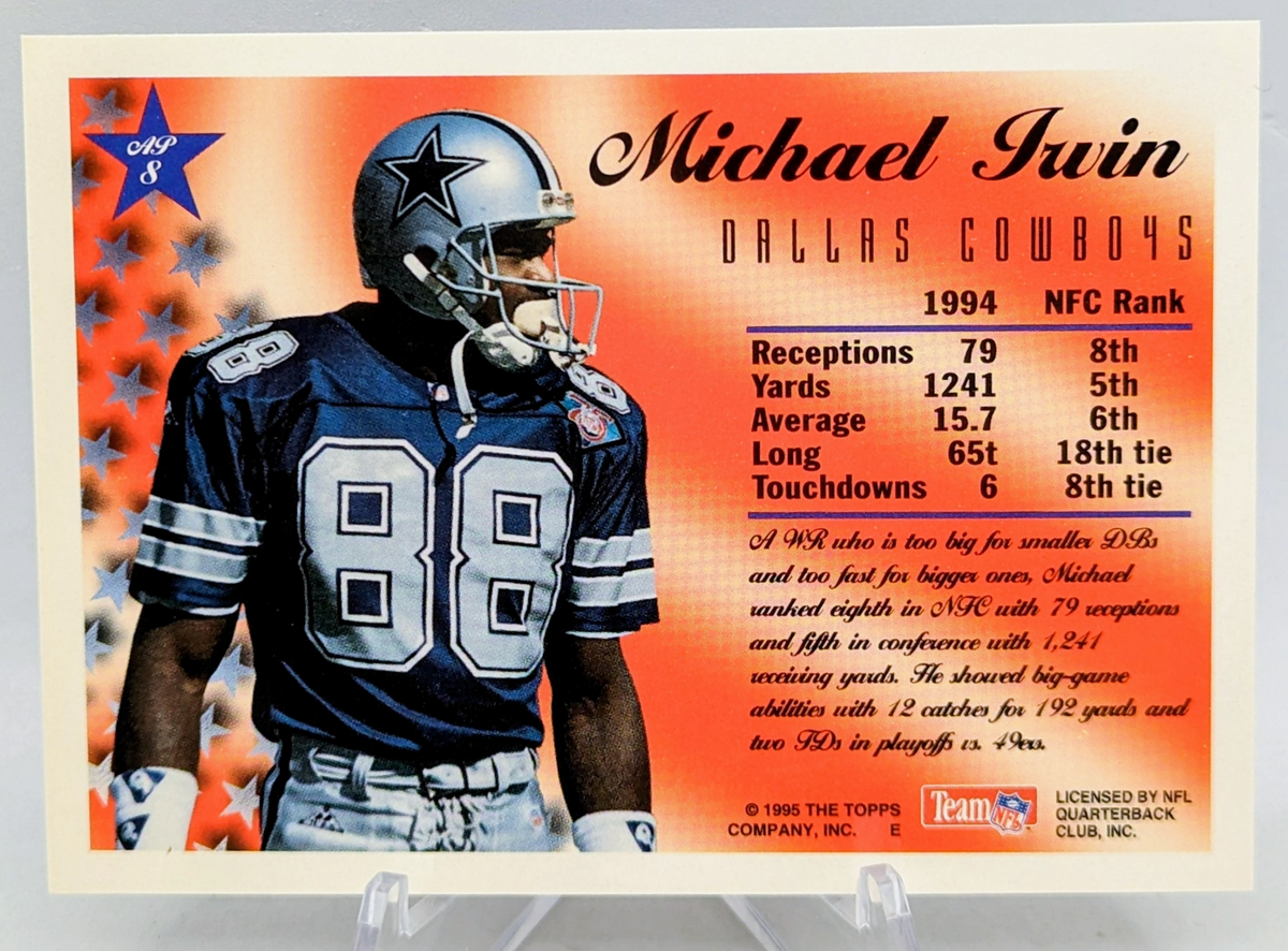 1995 Topps All-Pros Michael Irvin Dallas Cowboys Card #AP8 image 2