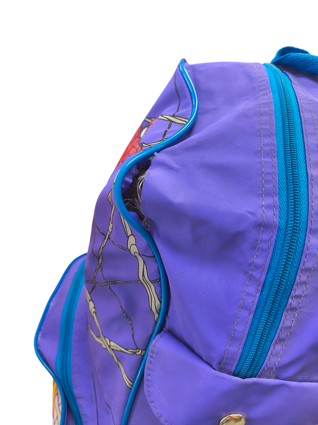1996 Impact Marvel Comics Spider-Man Animated Series Blue/Purple Kids Backpack image 7