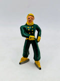 Vintage Lead Barclay Village Ice Skater Green Yellow Figure