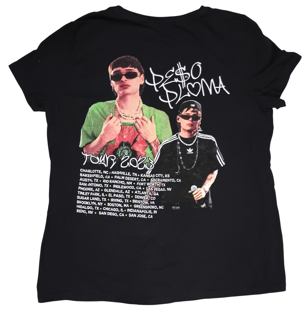 2023 Tour Merch Peso Pluma w/ Alemán Double Sided Concert Shirt Size Medium image 2