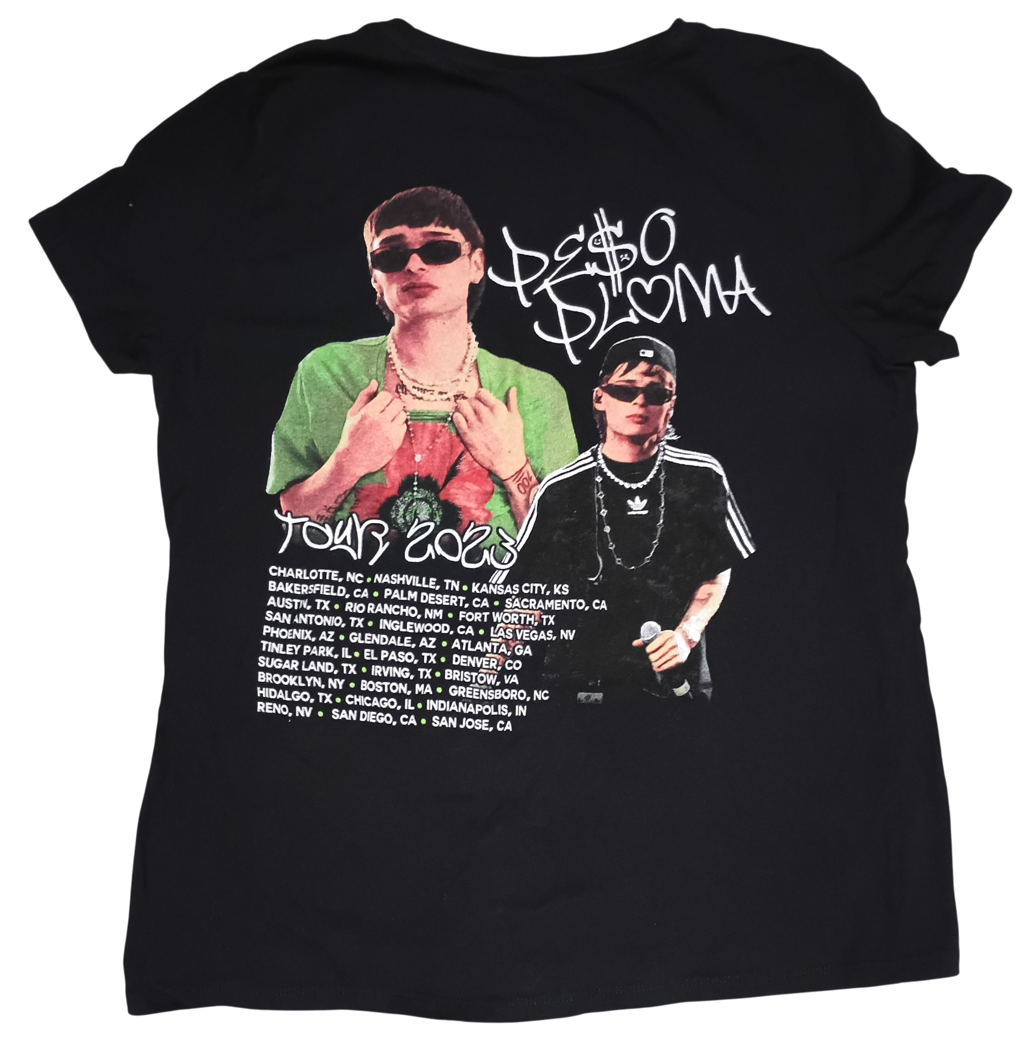 2023 Tour Merch Peso Pluma w/ Alemán Double Sided Concert Shirt Size Medium image 2