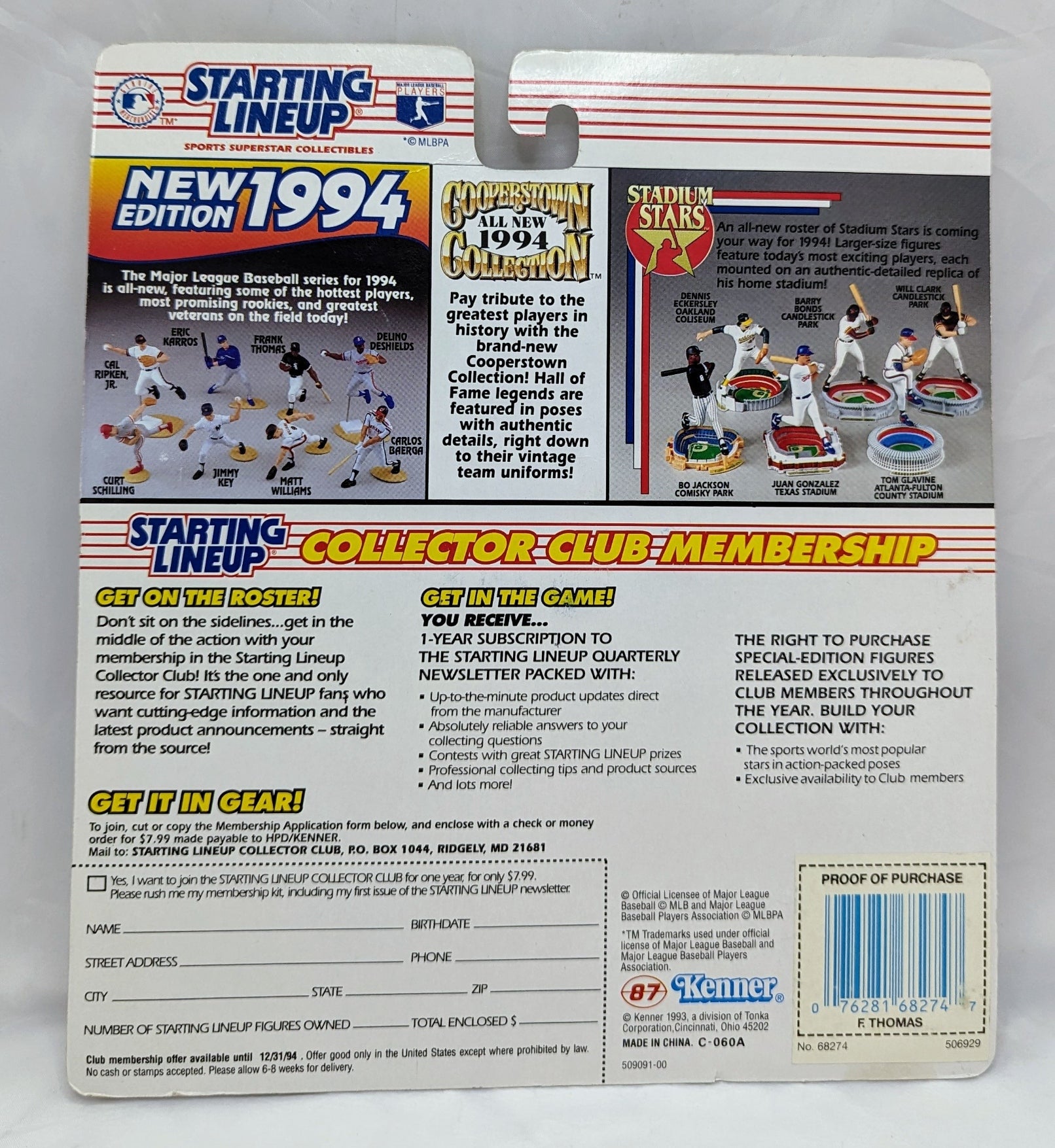 1994 Kenner Starting Lineup MLB Frank Thomas Chicago White Sox Figure image 2