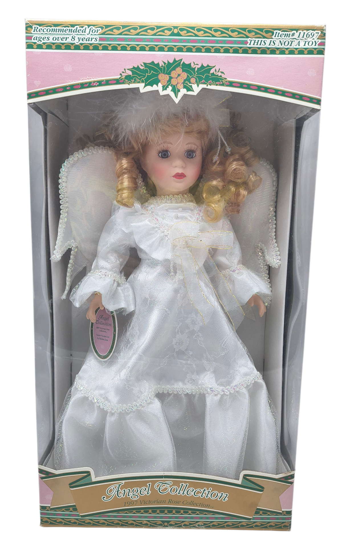 1997 Brass Key Melissa Jane Victorian Rose Angel Porcelain 16" Blonde Doll