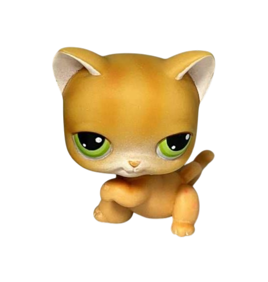 2005 Hasbro LPS Littlest Pet Shop Shorthair Cat #011 Orange Cat Green Eyes