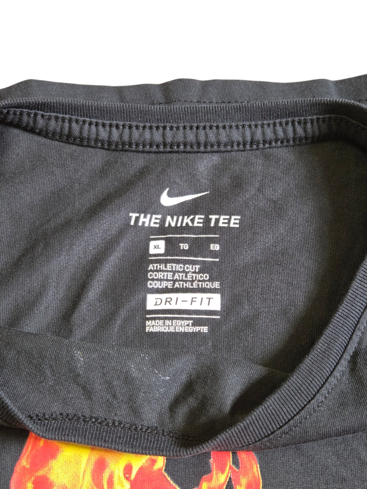 Nike Dri-Fit Flaming Basketball Hoop Black Graphic T-Shirt Size XL image 3