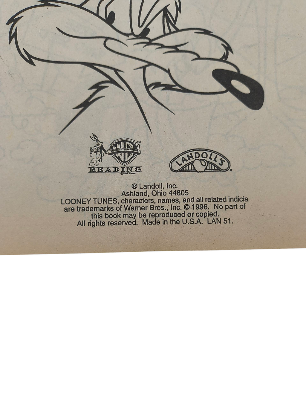 1996 Landoll's Looney Tunes Cliffdangler Wile Coyote Coloring & Activity Book image 3