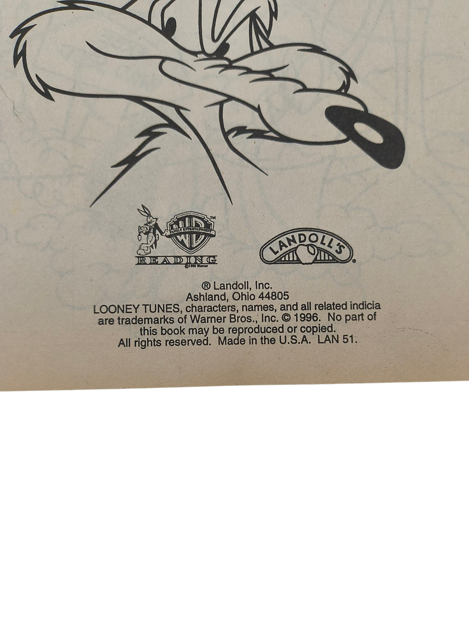 1996 Landoll's Looney Tunes Cliffdangler Wile Coyote Coloring & Activity Book image 3