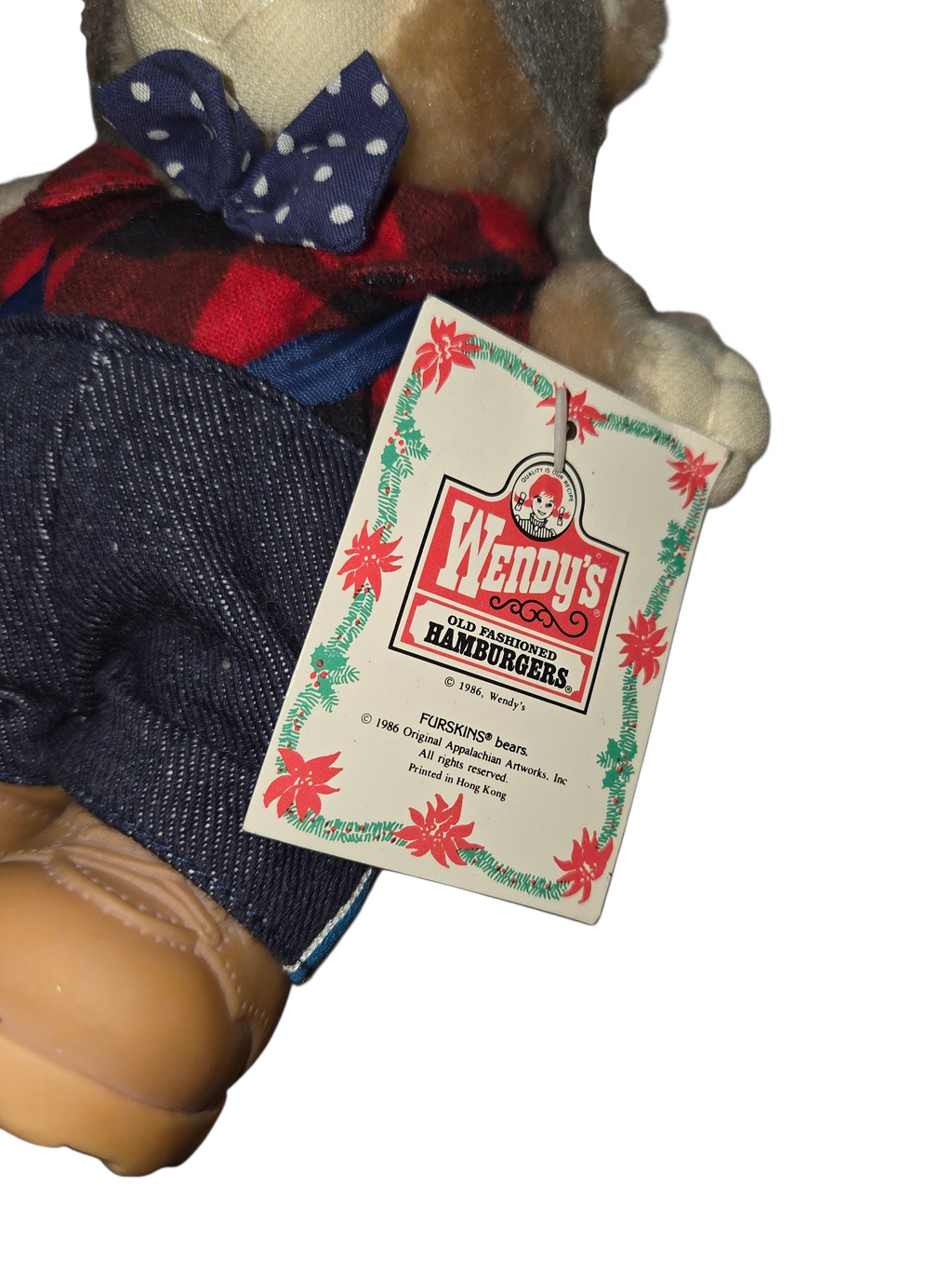 1986 Wendys Furskin Teddy Bears Farrell & Boone Collectible 7" Plush image 3