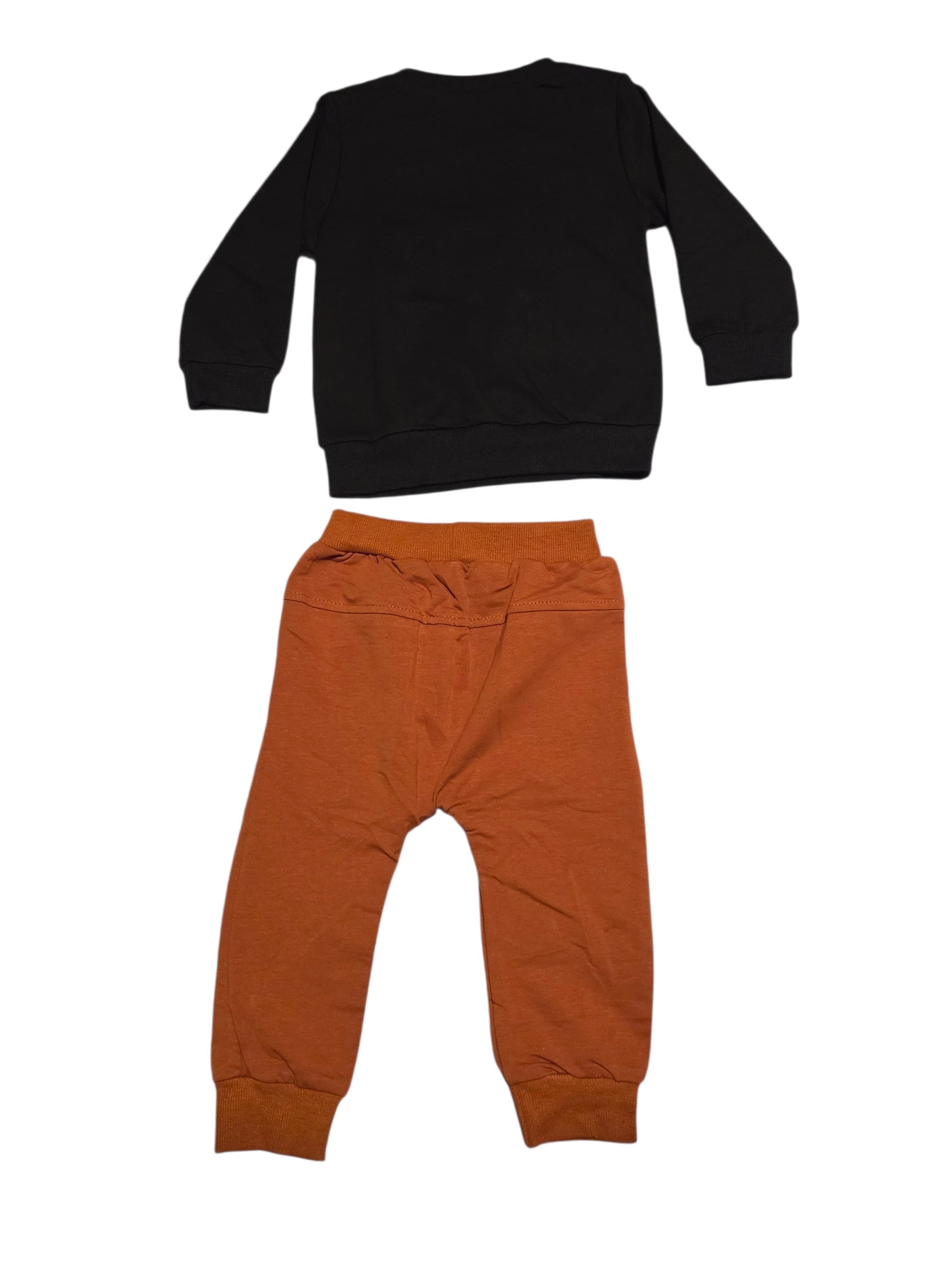 Halloween Baby Black Ghost Sweatshirt w/ Orange Pants Size 12-18 Months image 2