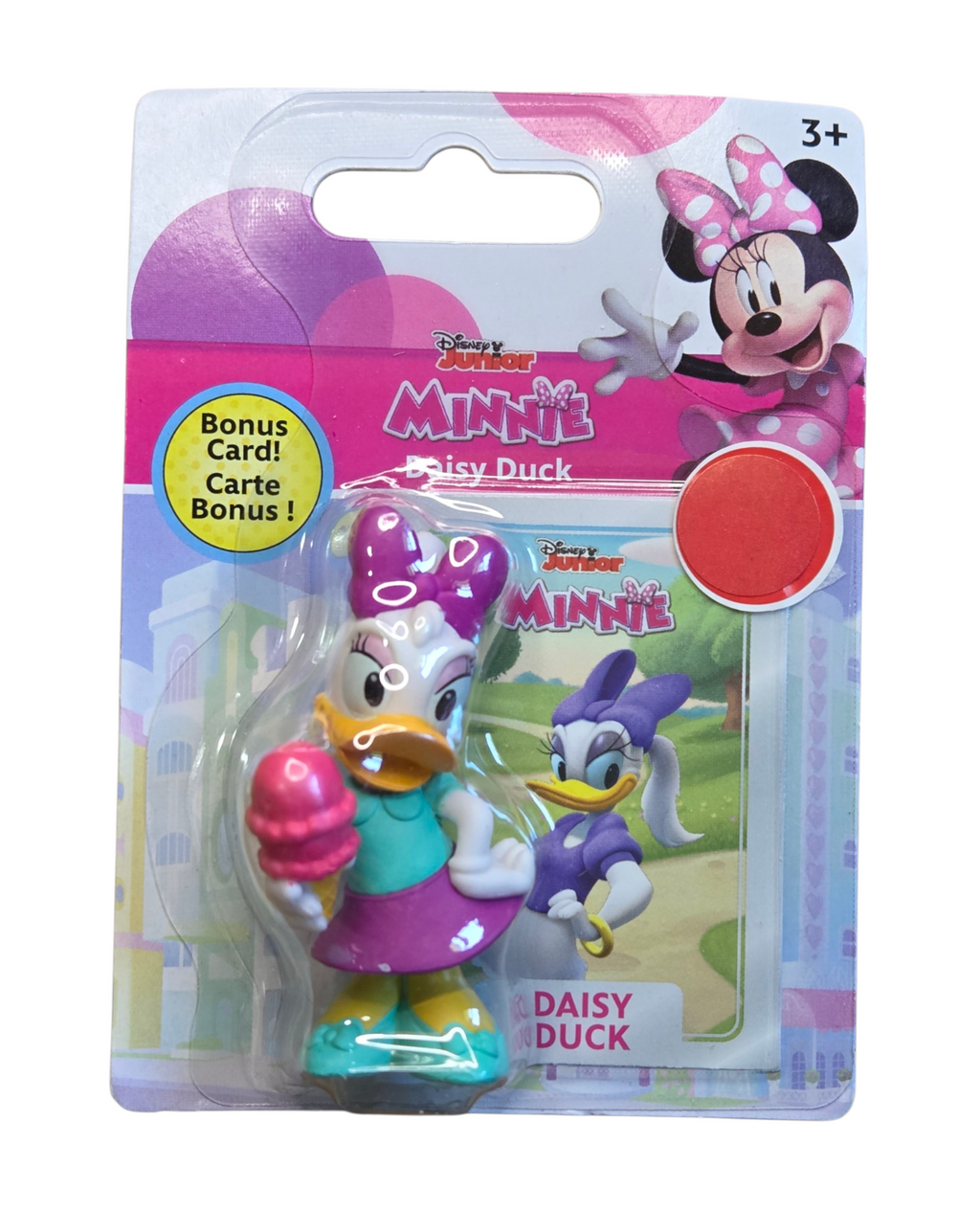 Just Play Disney Junior Minnie Daisy Duck w/ Ice Cream Cone & Trading Card 2.25"