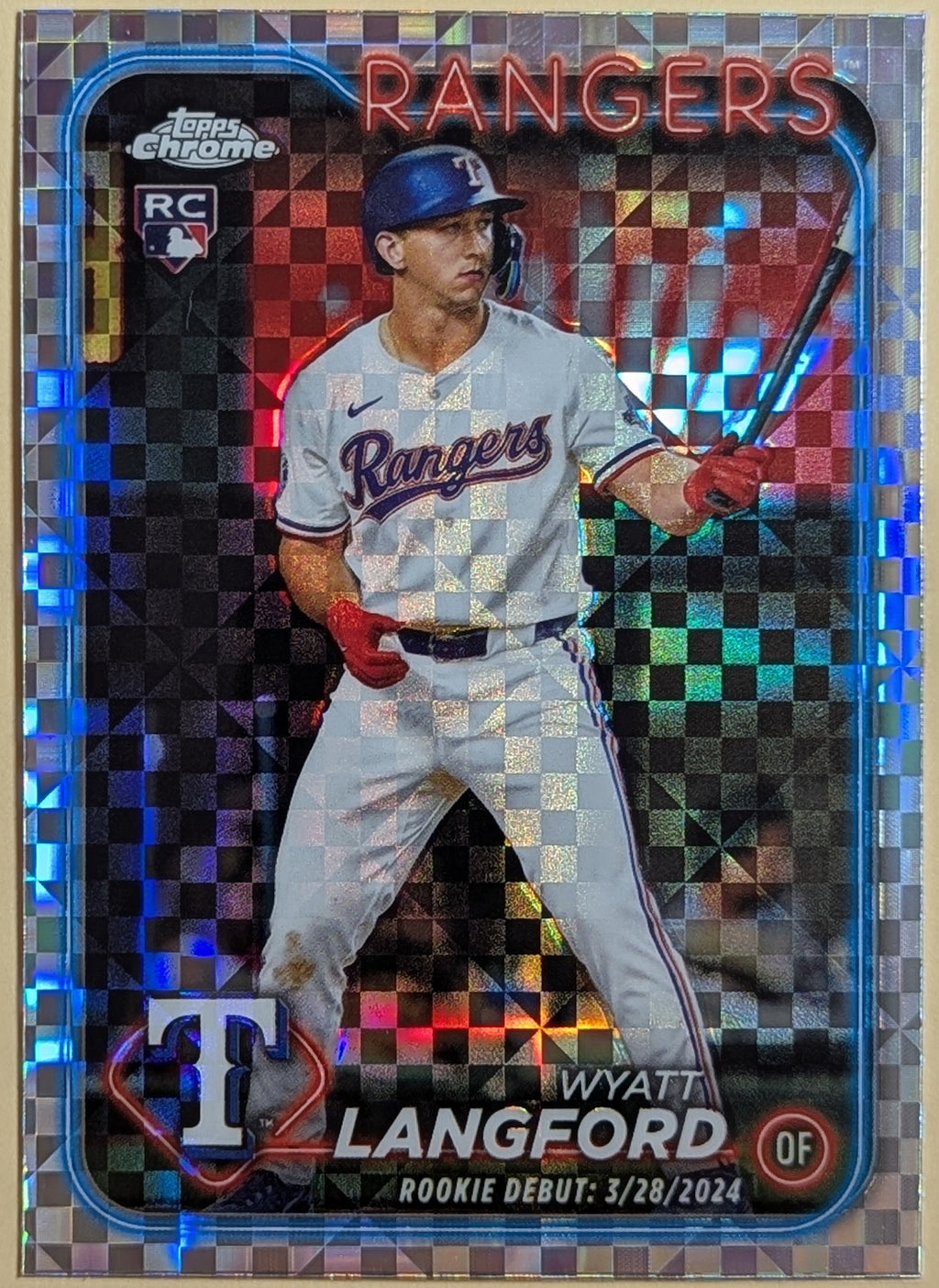 2024 Topps Chrome Update #USC37 Wyatt Langford X-Fractor Rookie Debut RC Rangers