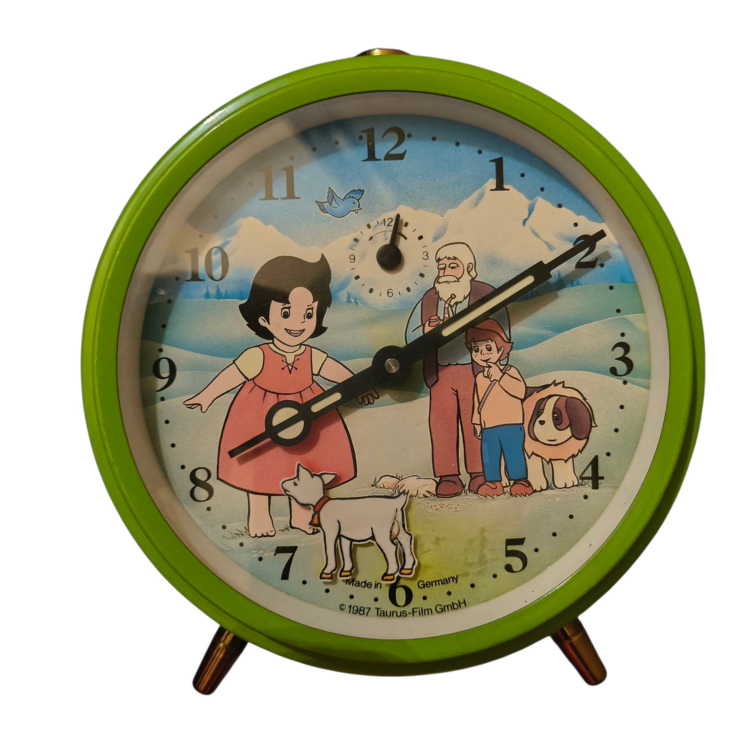 1987 Taurus-Film German Heidi Girl Of The Alps Green Animated Alarm Clock