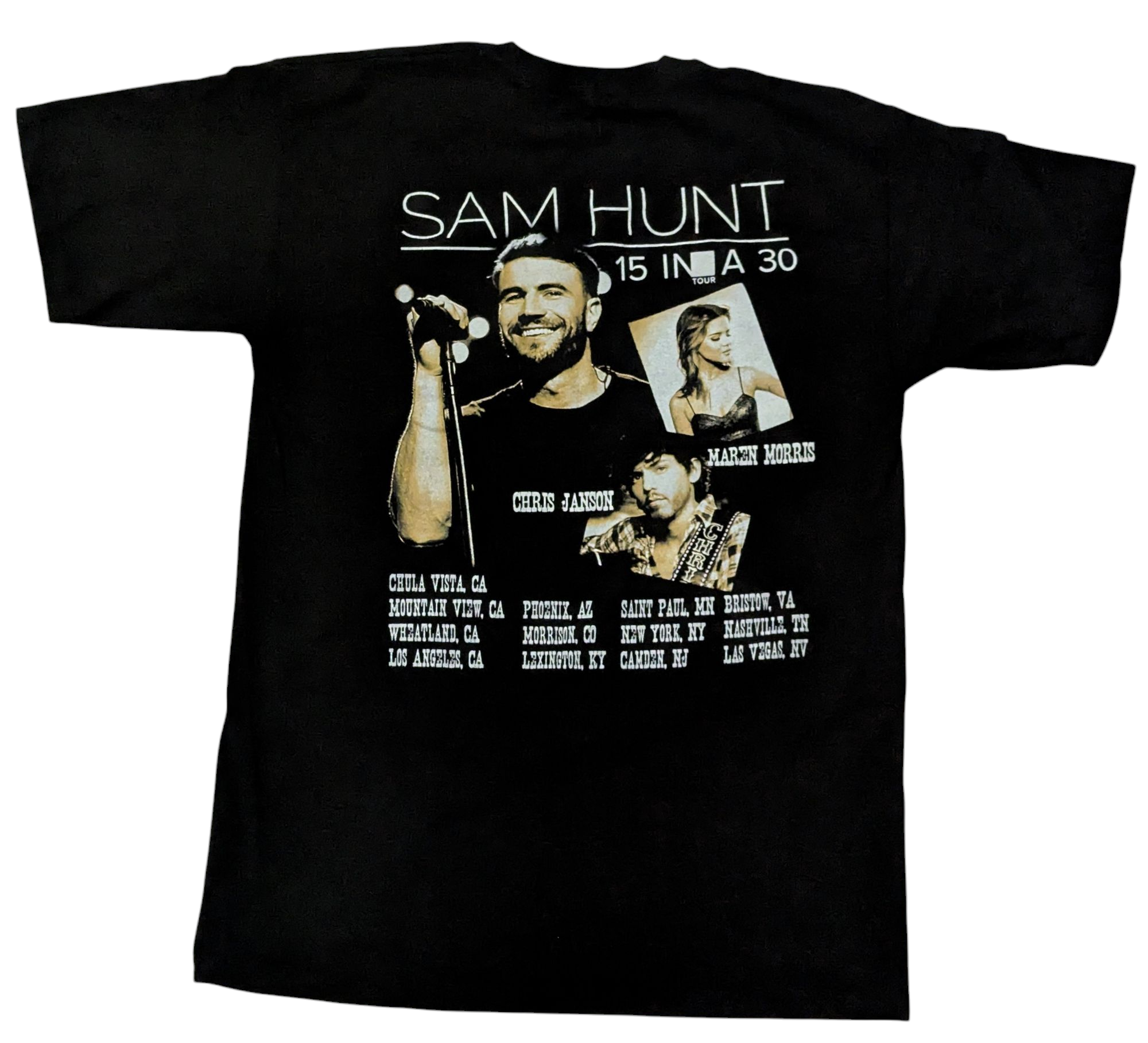 2017 Sam Hunt 15 In A 30 Chris Janson Maren Morris Concert Tour Mens M T-Shirt image 2