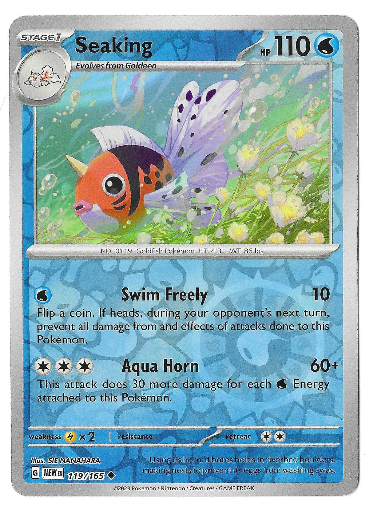 2023 Pokemon TCG Seaking 119/165 Sv: Scarlet & Violet 151 Reverse Holo