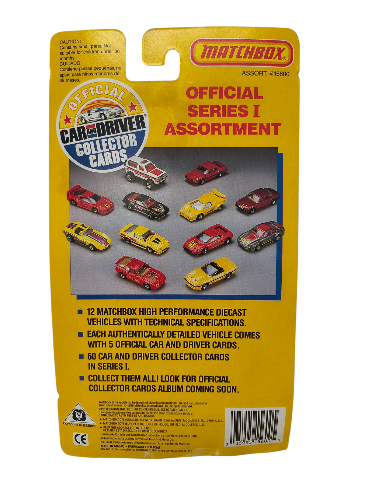 1989 Matchbox Official Car & Driver Collector Cards Ford T-Bird Turbo Coupe image 2