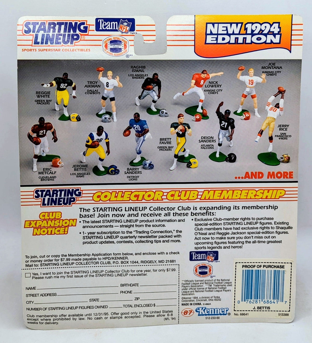 1994 Kenner Starting Lineup Jerome Bettis Los Angeles Rams NFL Figure image 2