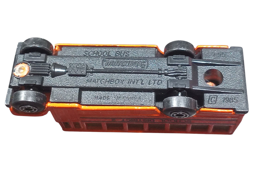 1985 Matchbox #47 School Bus - School District 2 Orange image 3