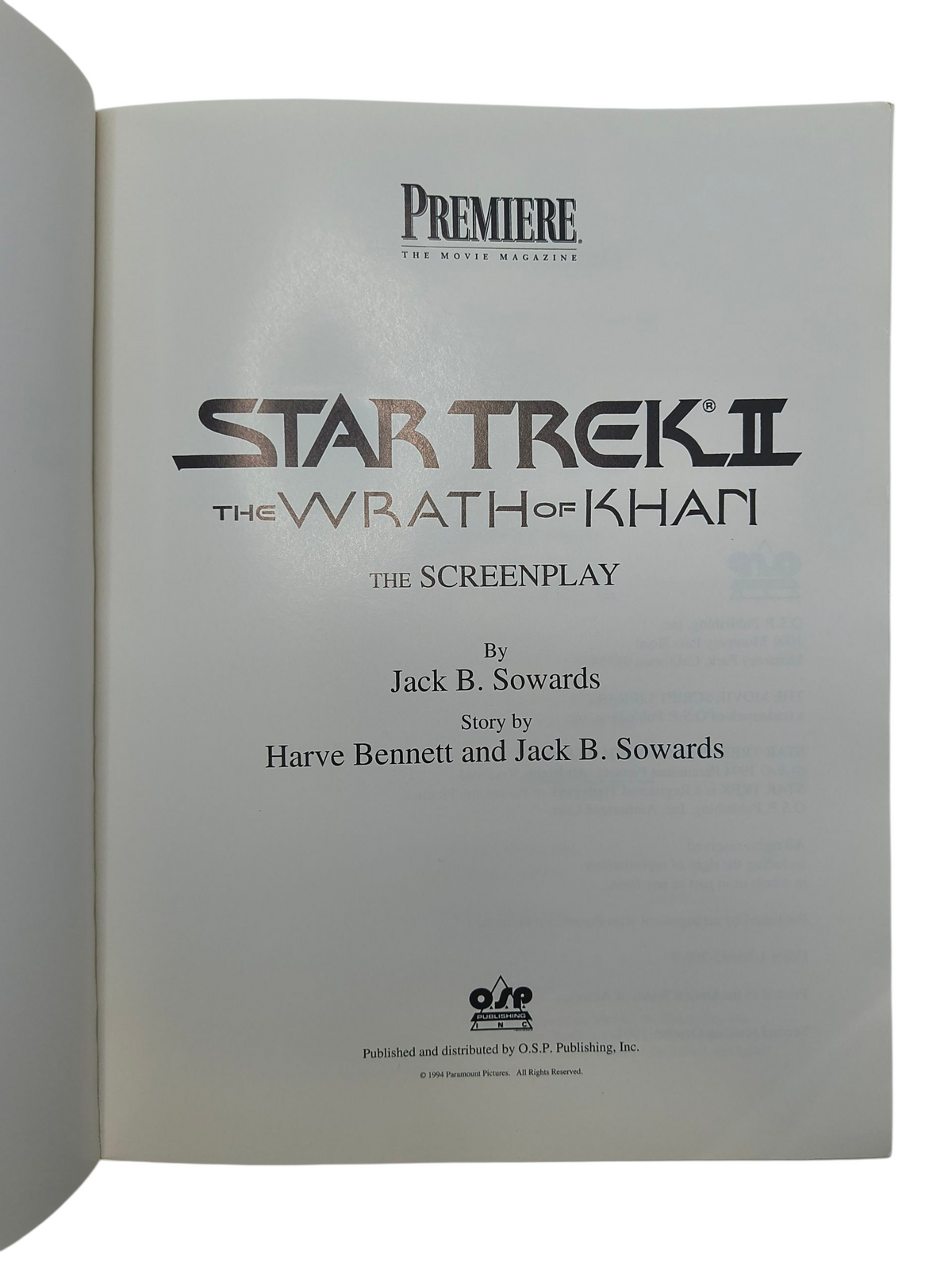 1994 Star Trek II Wrath of Khan Original Movie Script - Screenplay Première image 4