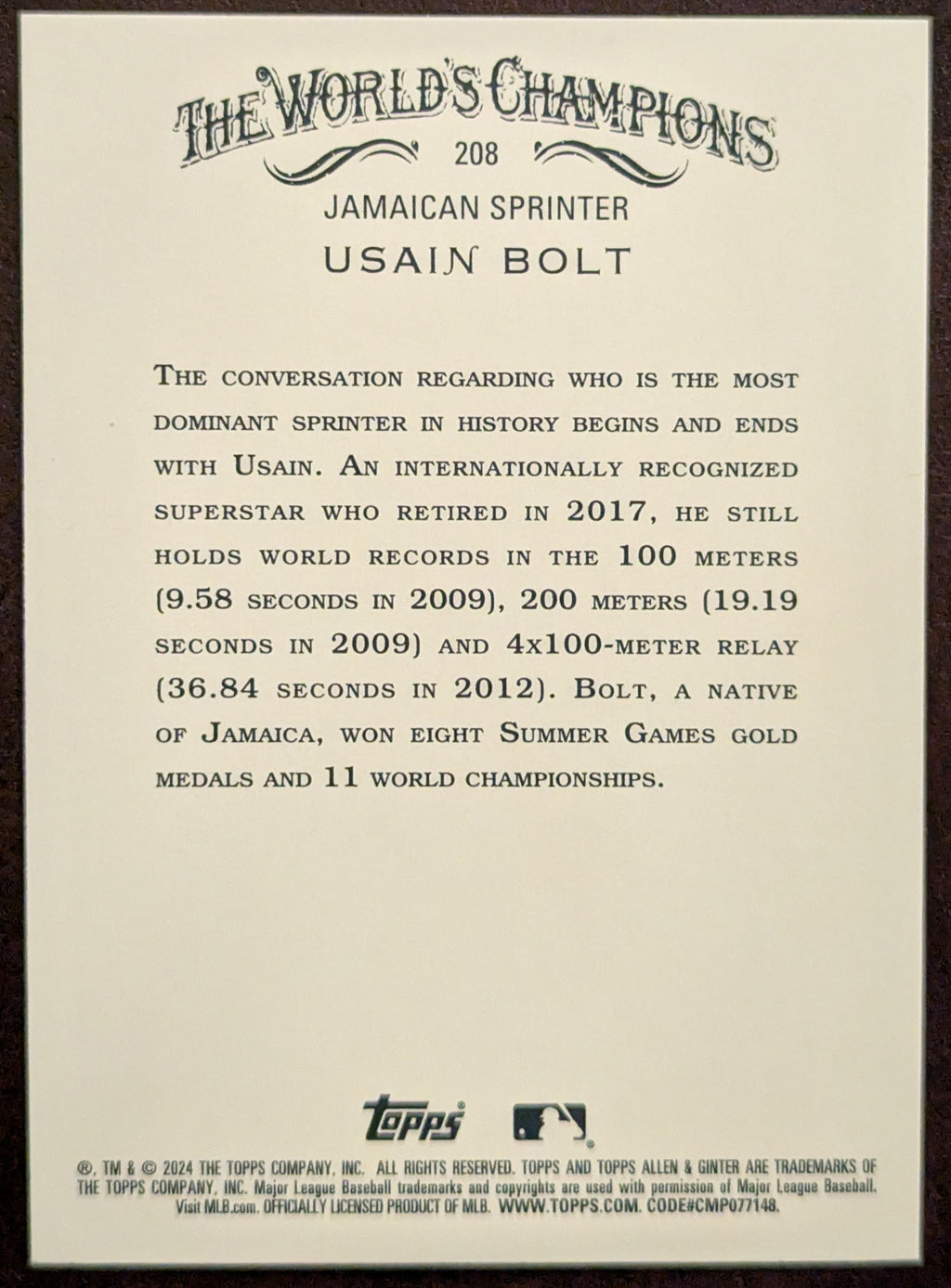 2024 Topps Allen & Ginter Silver Portrait Hot Box Foil Usain Bolt #208 Jamaica image 2