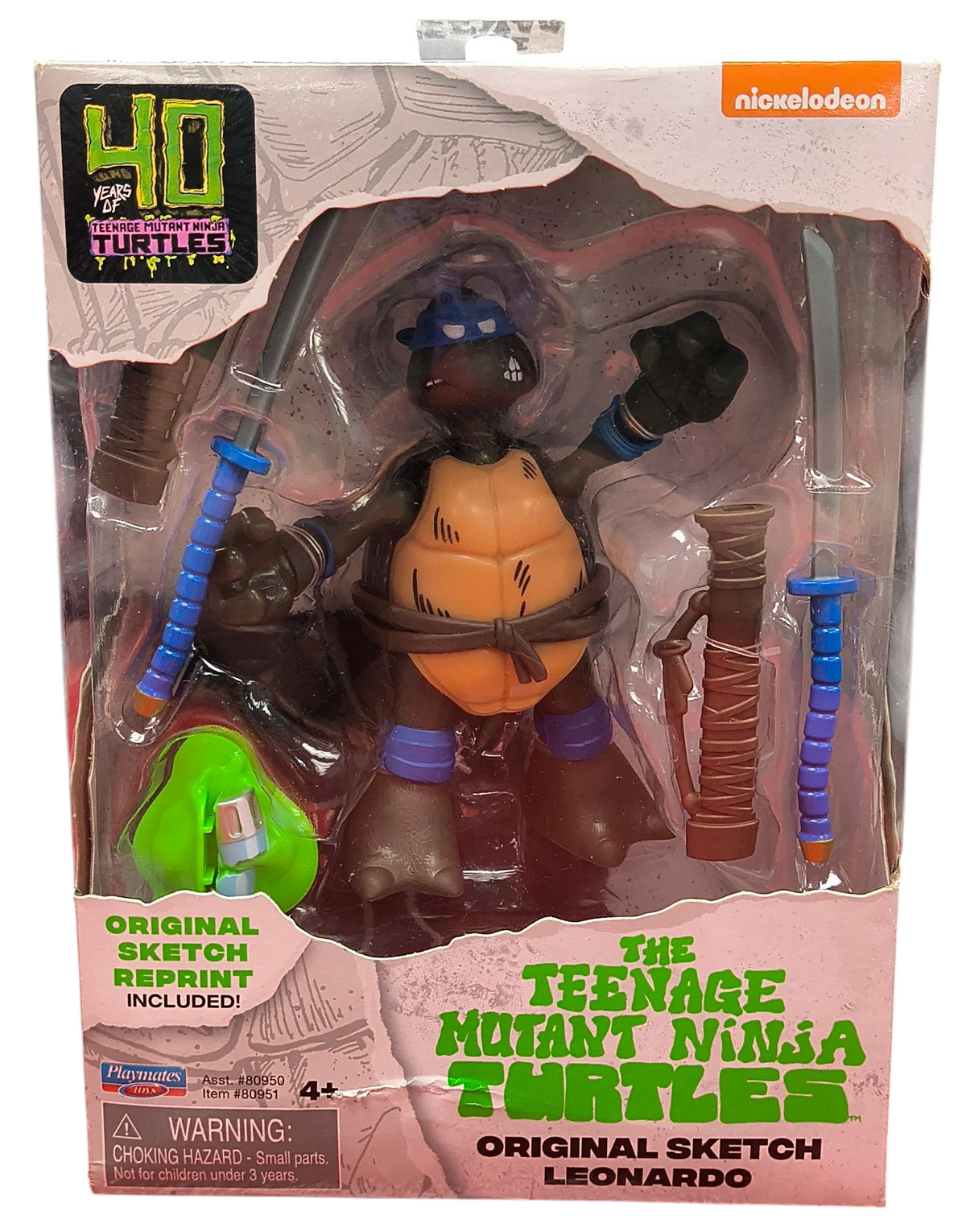 TMNT Teenage Mutant Ninja Turtles 40th Original Leonardo Sketch 4.5” Figure