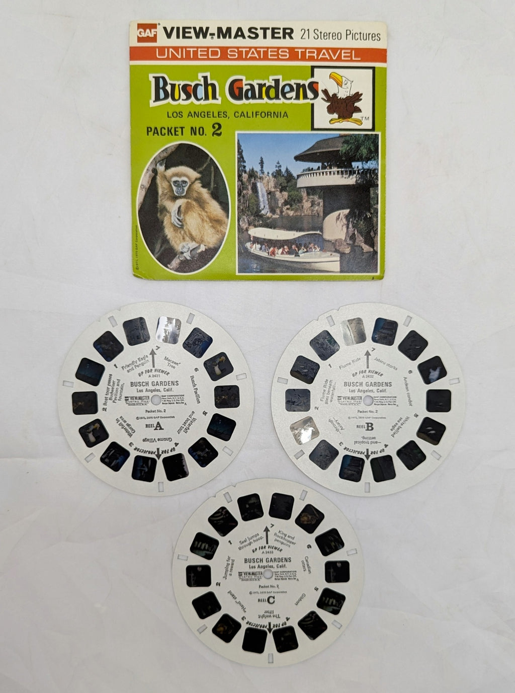 1975 GAF View-Master Busch Gardens Los Angeles California Packet #2 3 Reel Pack image 4