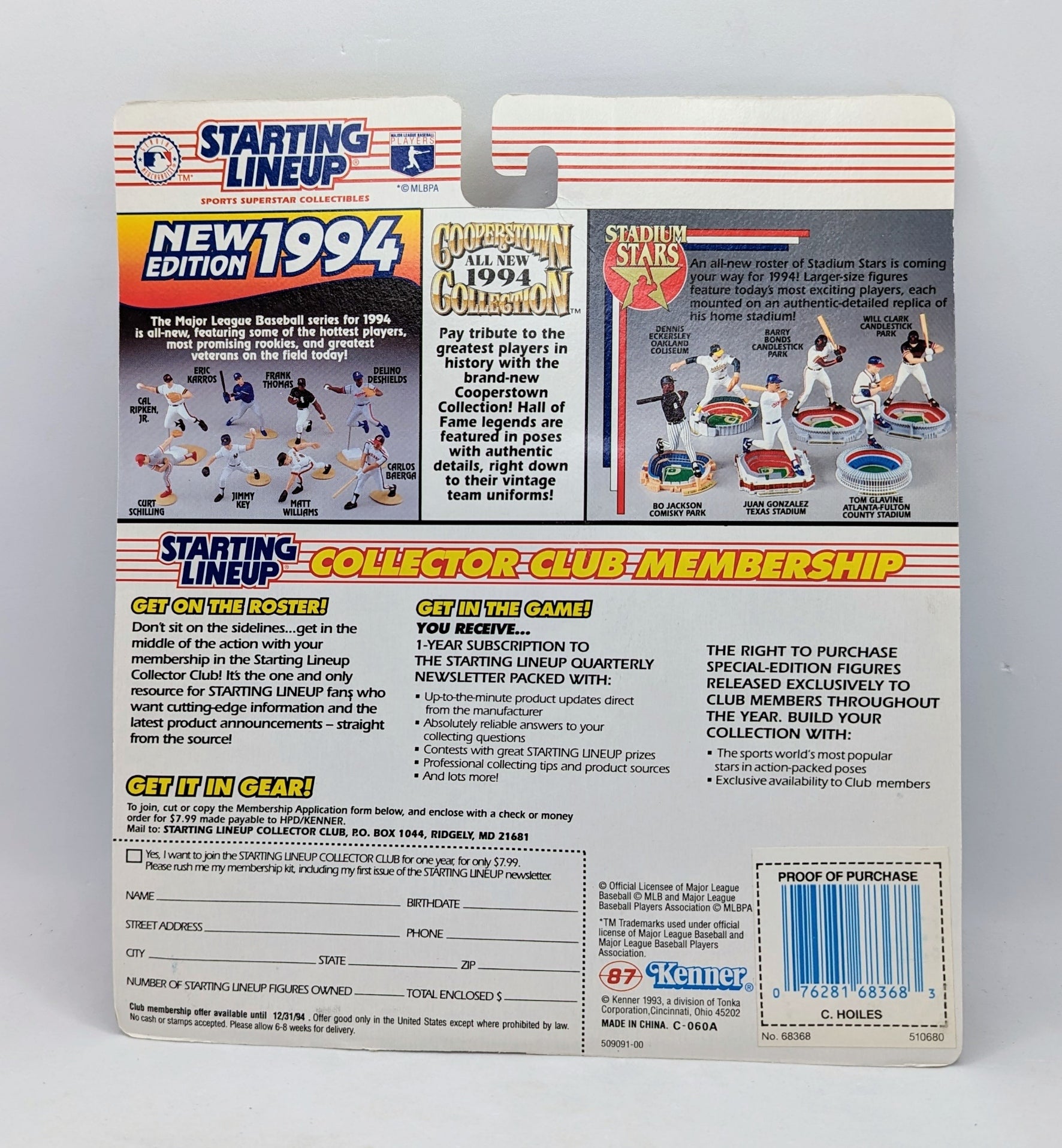 1994 Kenner Starting Lineup Chris Hoiles Baltimore Orioles Figure image 2