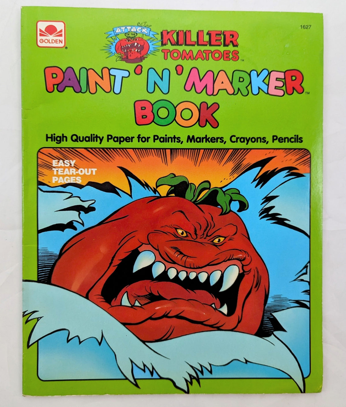 1991 Golden Book Attack Of The Killer Tomatoes Paint 'N' Marker Book