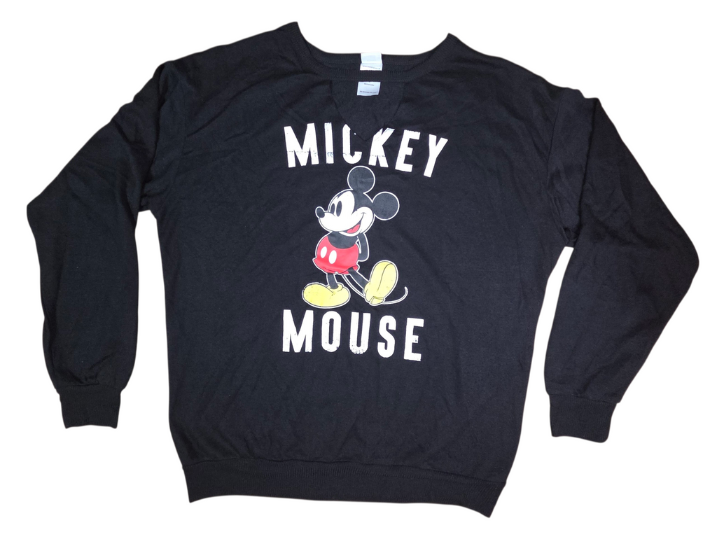 Vintage Jerry Leigh Disney Mickey Mouse Black V-Neck Sweatshirt Large