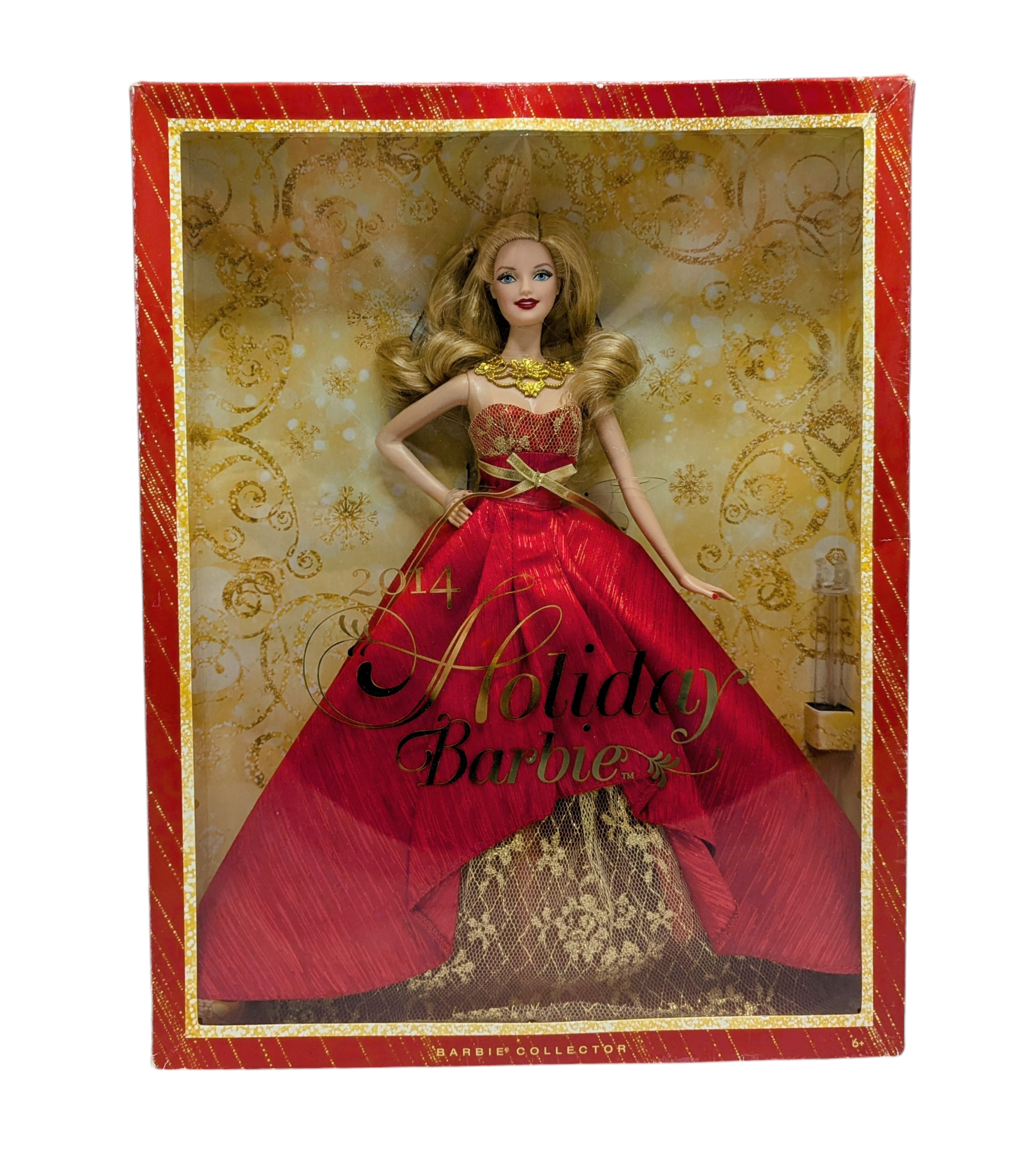 2014 Mattel Barbie Collector Holiday Doll Red & Gold BDH13 - Box Damage