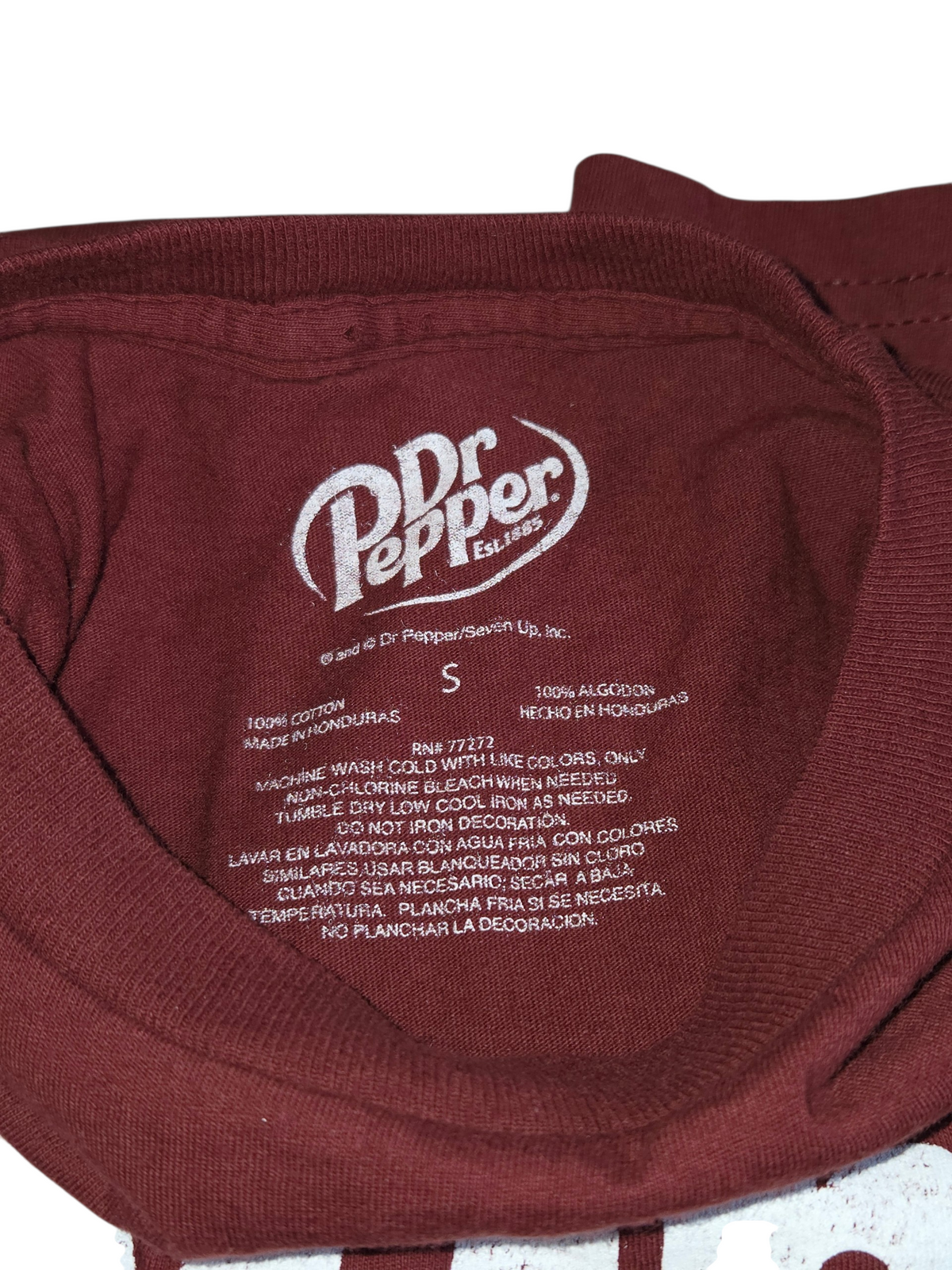 Dr Pepper Graphic Classic Lettering Logo Maroon T-Shirt Size Small image 3