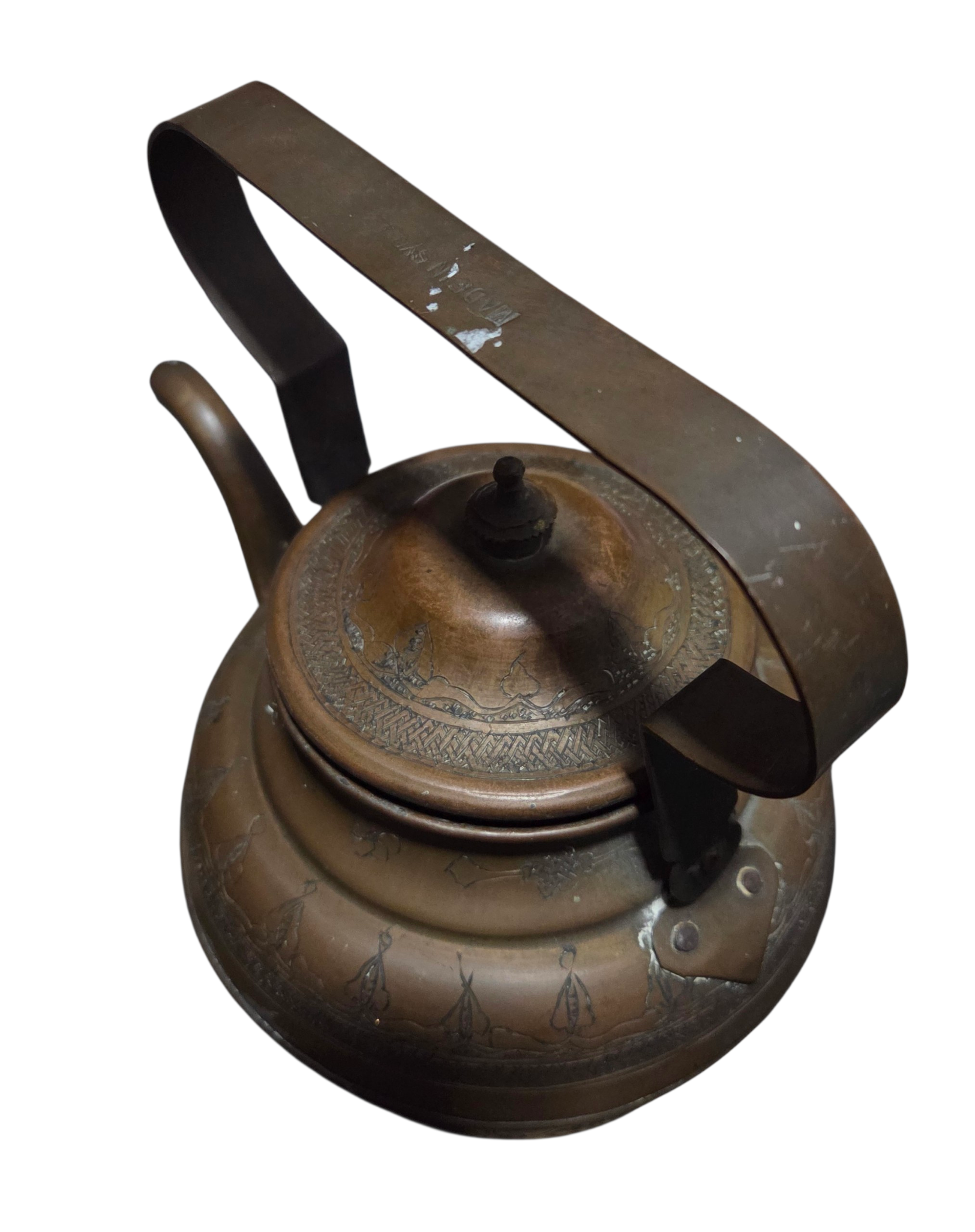19th Century Middle Eastern Or Persian Hand Hammered Copper Or Brass Teapot image 5
