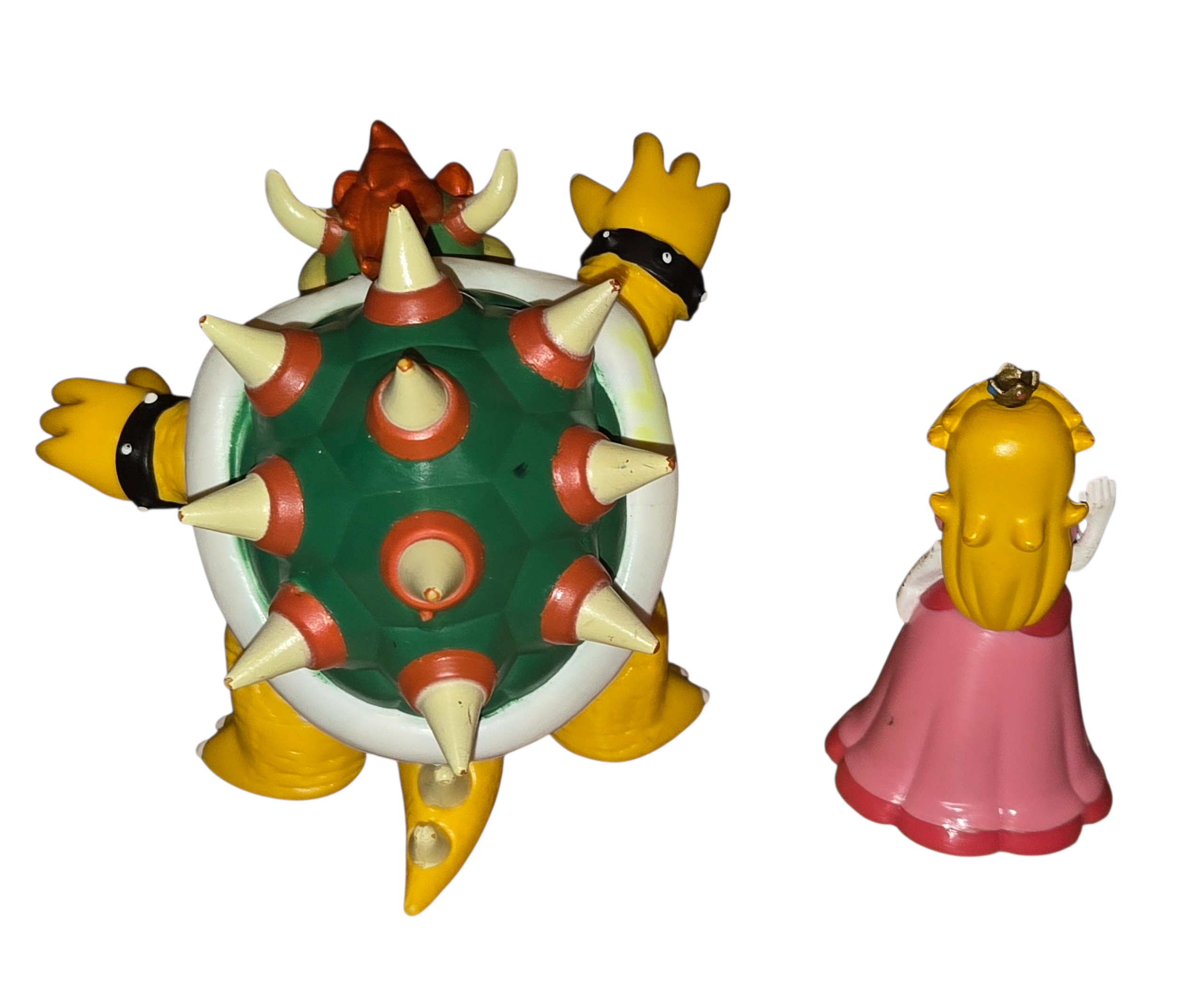 2007 Super Mario Bros 3.25" Bowser & 2" Princess Peach Waving PVC Figure Set image 2