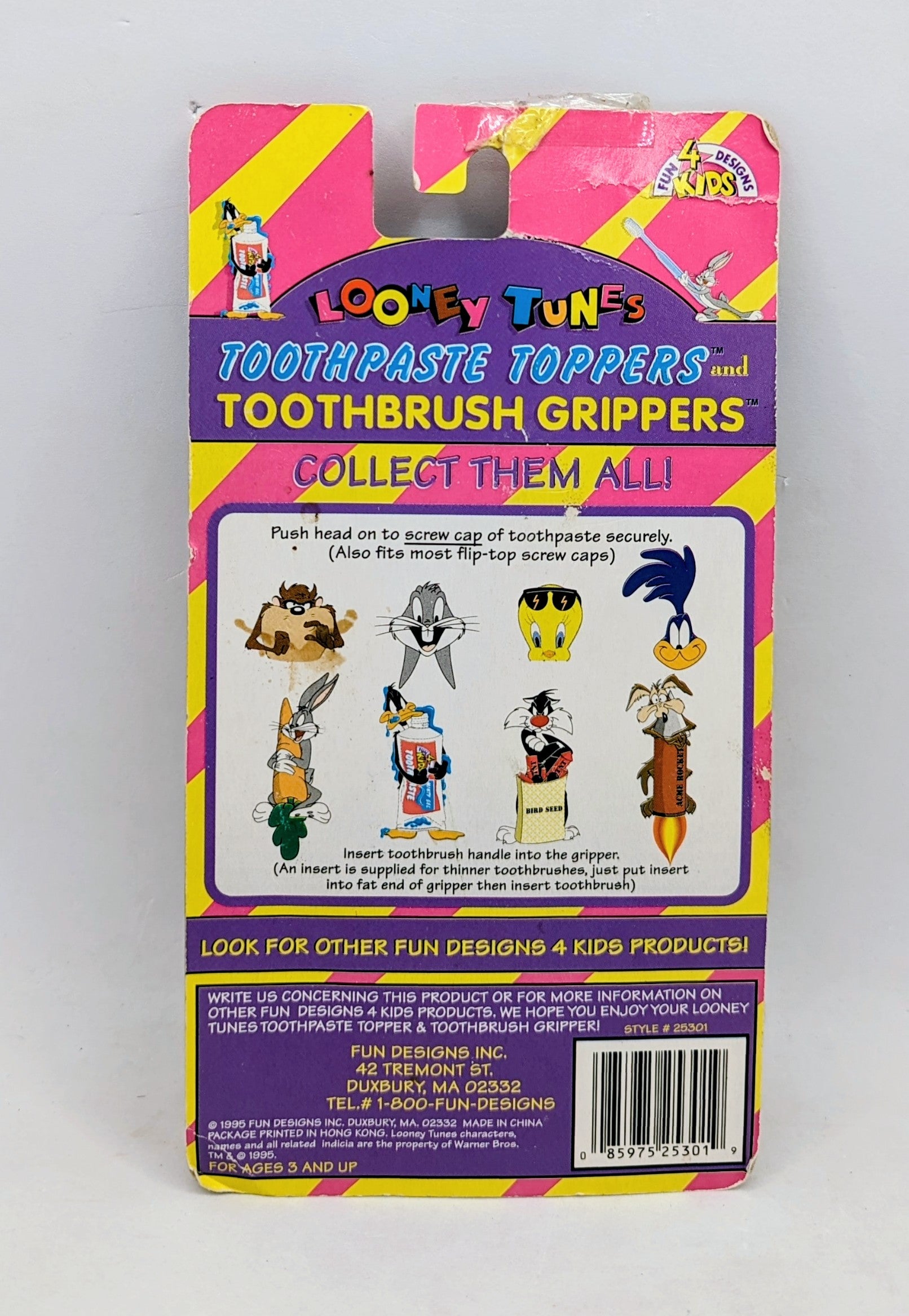 1995 Looney Tunes Toothpaste Toppers Toothbrush Gripper Roadrunner Wile E Coyote image 2