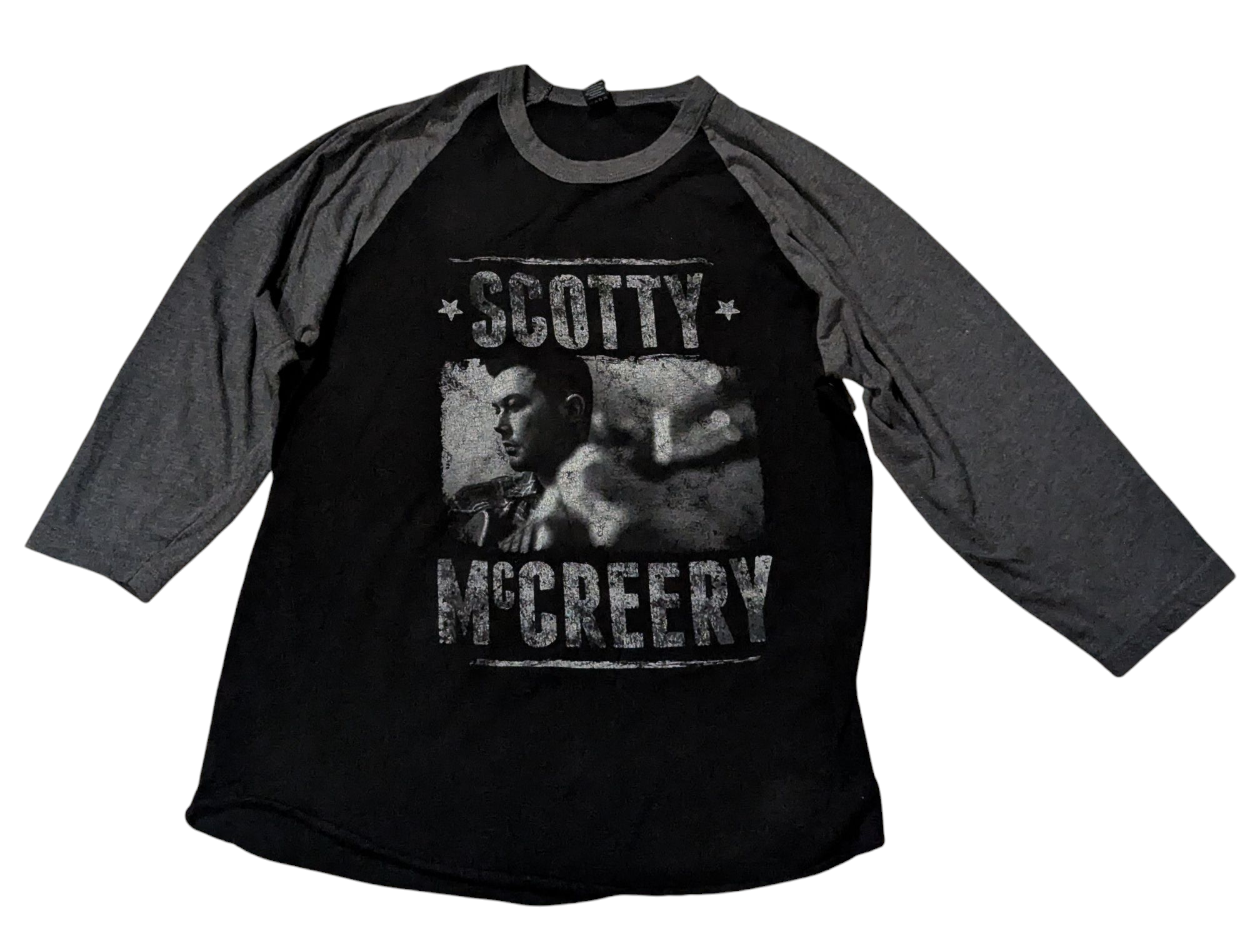 Scotty McCreery Black Grey Concert Tour Raglan Graphic Tee 3/4 Sleeve Womens M