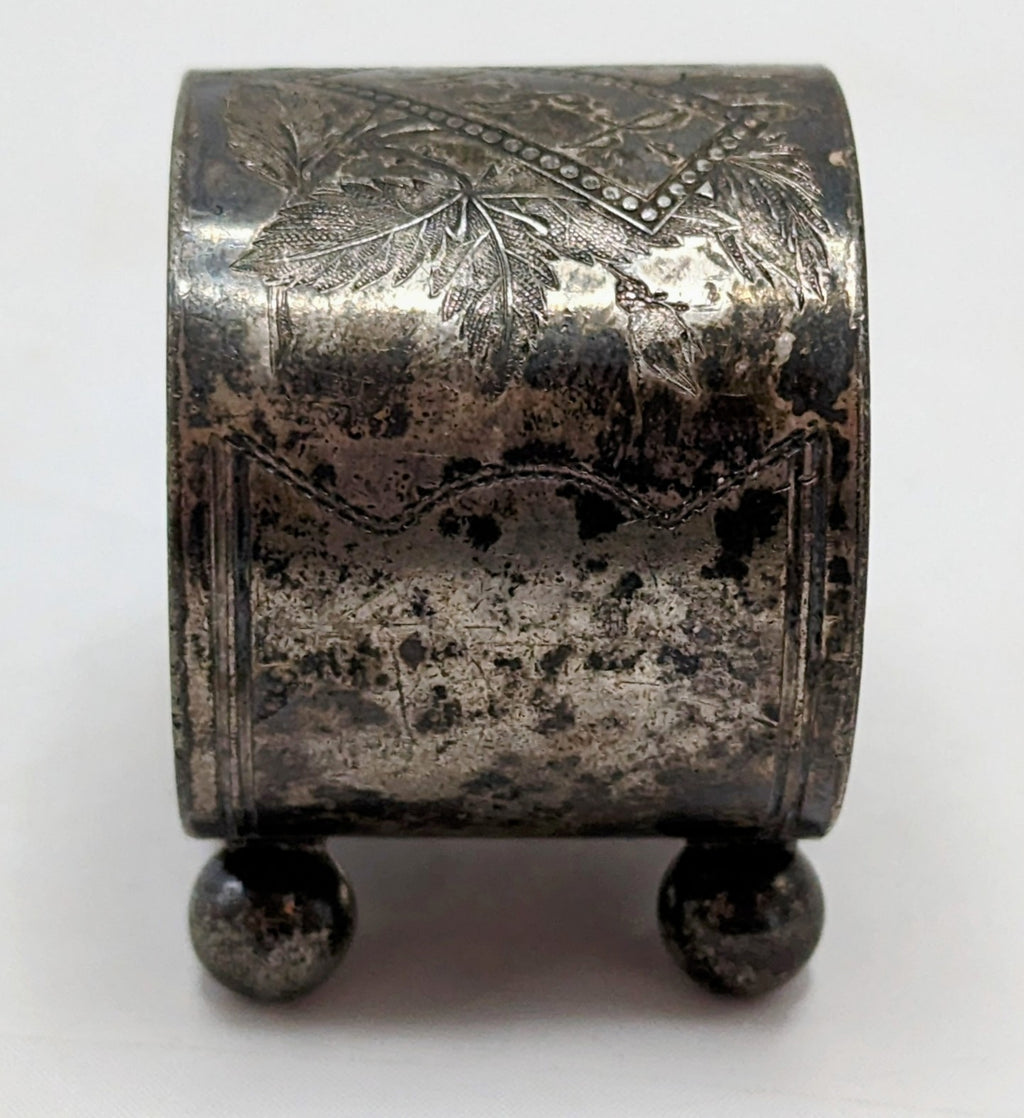 Vintage Silver Plate Napkin Holder With Ball Feet - Personalized