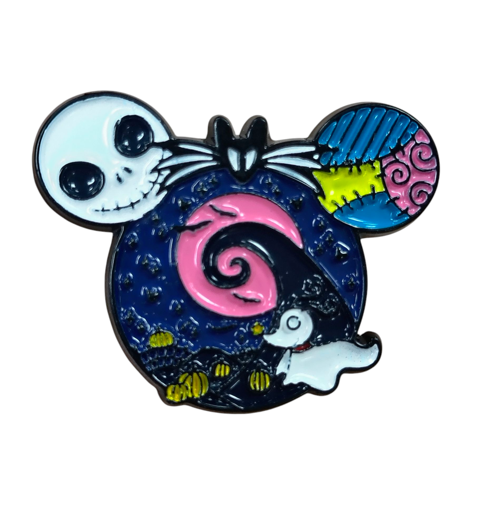 Disney Nightmare Before Christmas Mickey Mouse Head Jack Skellington Enamel Pin