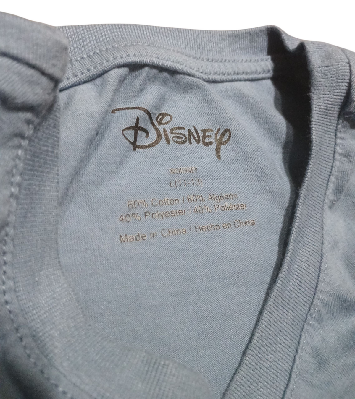 Disney Stitch Bold Graphic Glitter Gray Blue Cotton Blend T-shirt Size L(11-13) image 3
