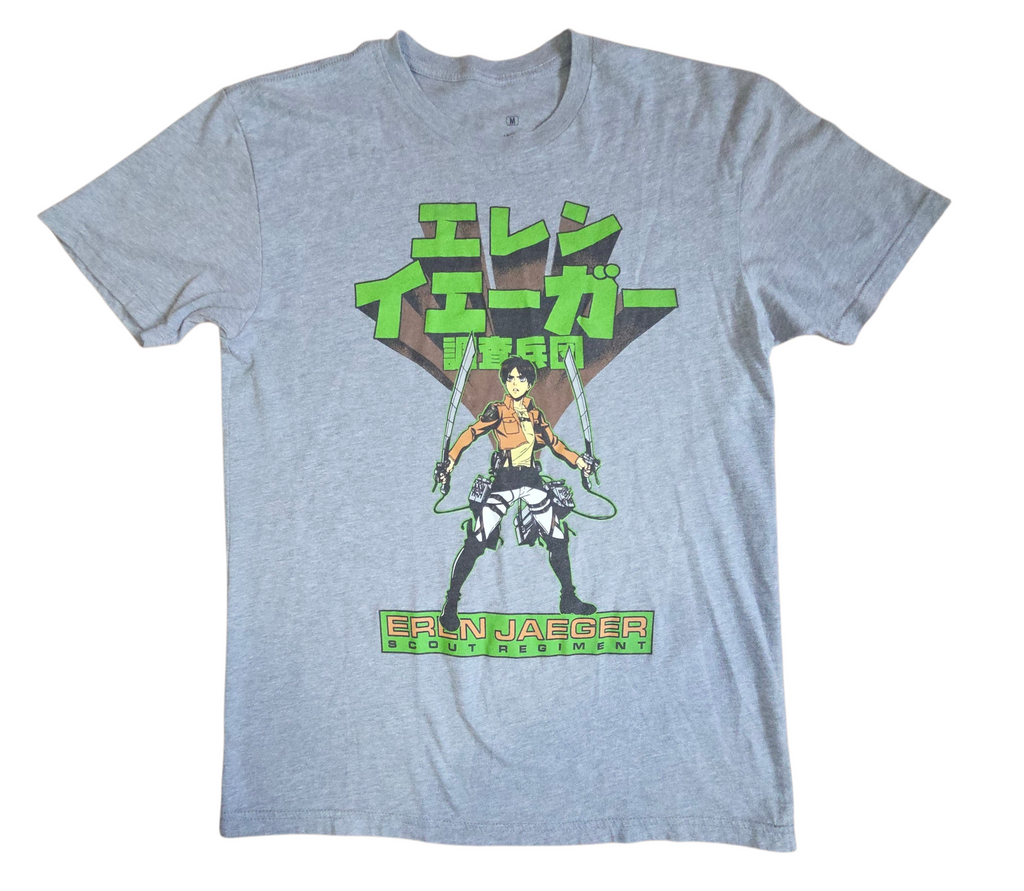 Attack On Titan Season 2 Eren Jaegar Scout Regiment Kanji T-Shirt Medium