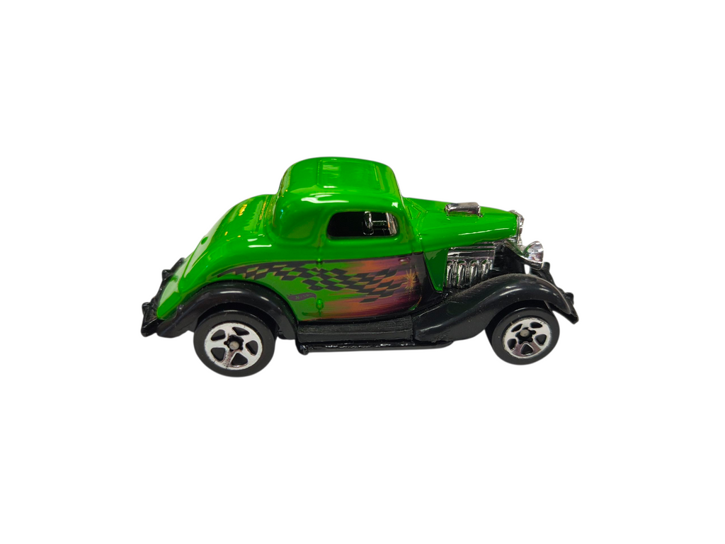 2001 Hot Wheels 3-Window '34 Hot Rod Green Die Cast Car #196